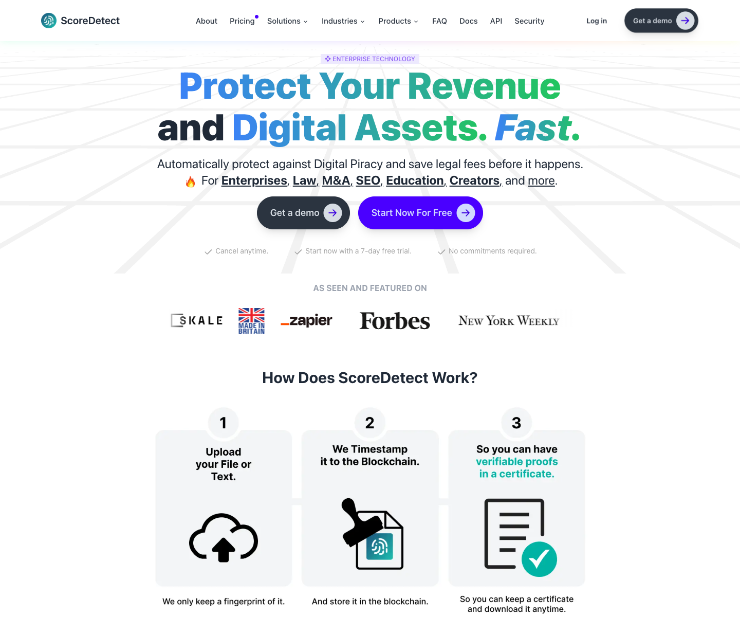 ScoreDetect landing page screenshot