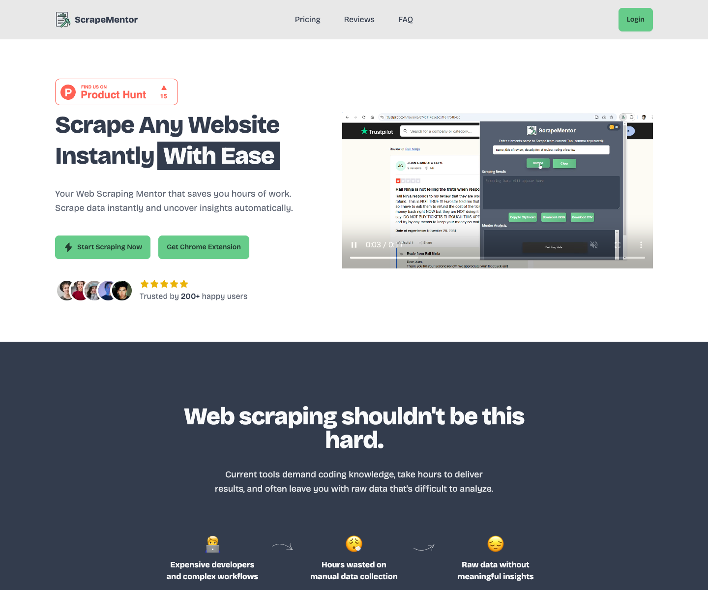 Scrape Mentor landing page screenshot