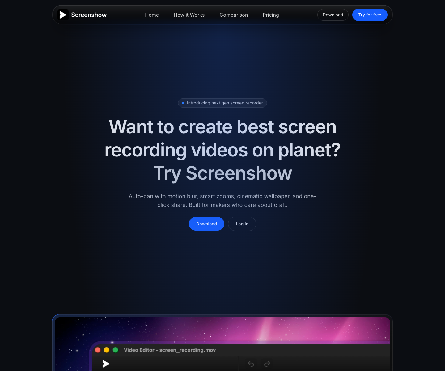 Screenshow landing page screenshot