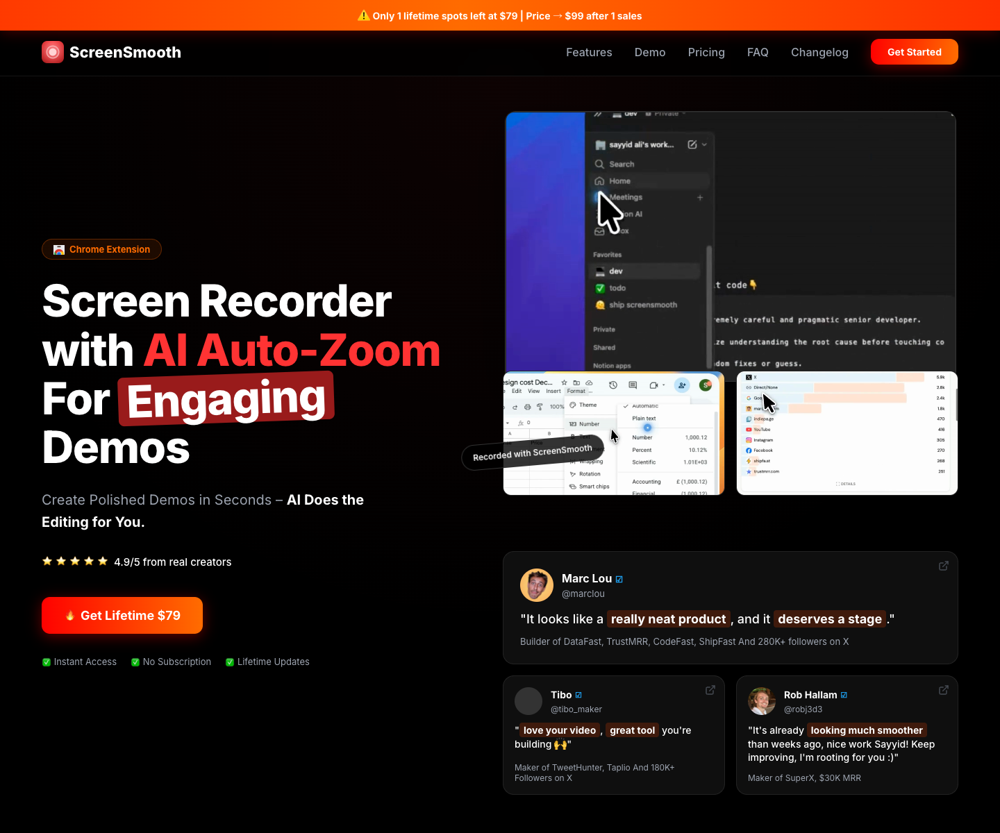ScreenSmooth landing page screenshot