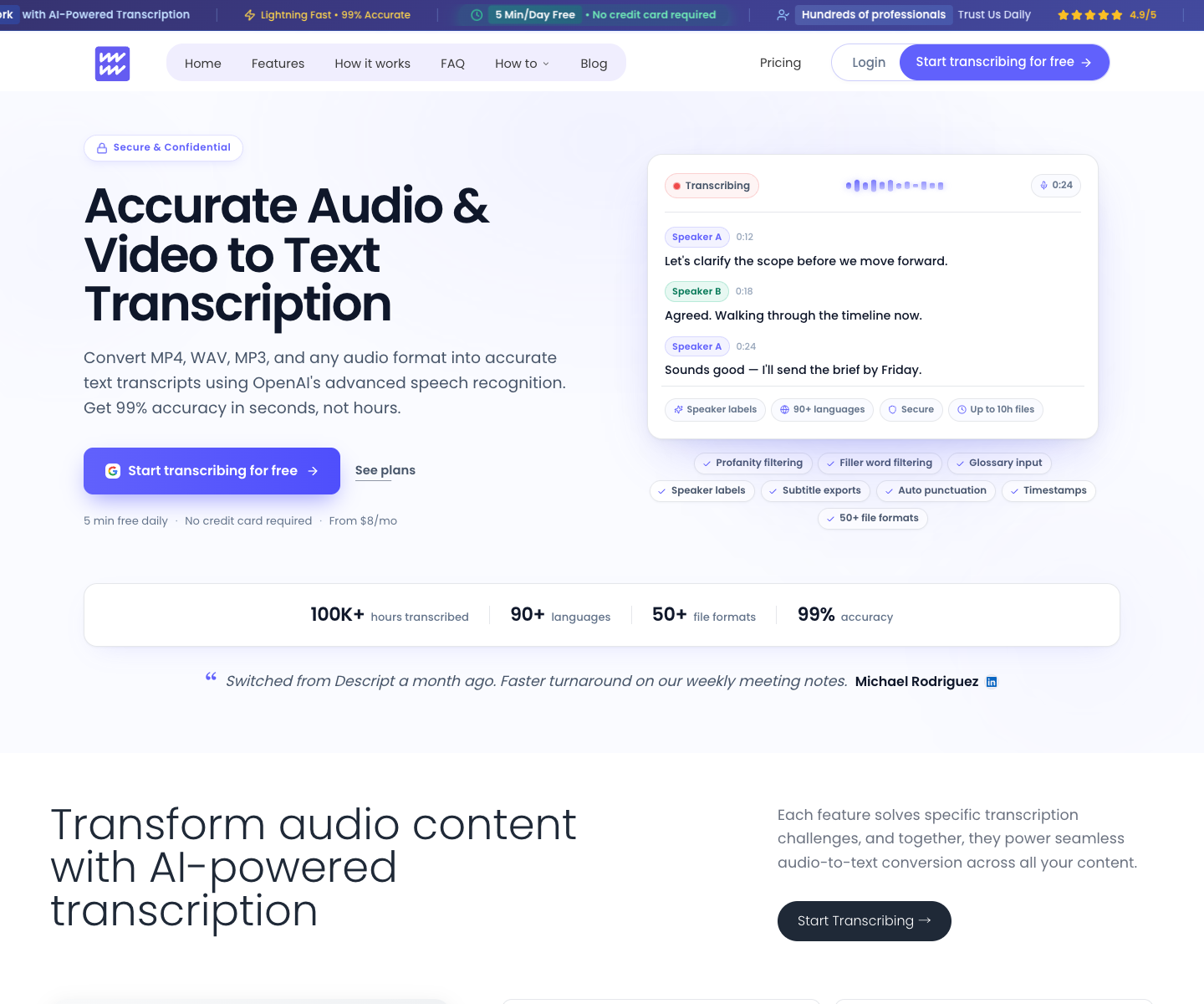 Scriber GPT landing page screenshot