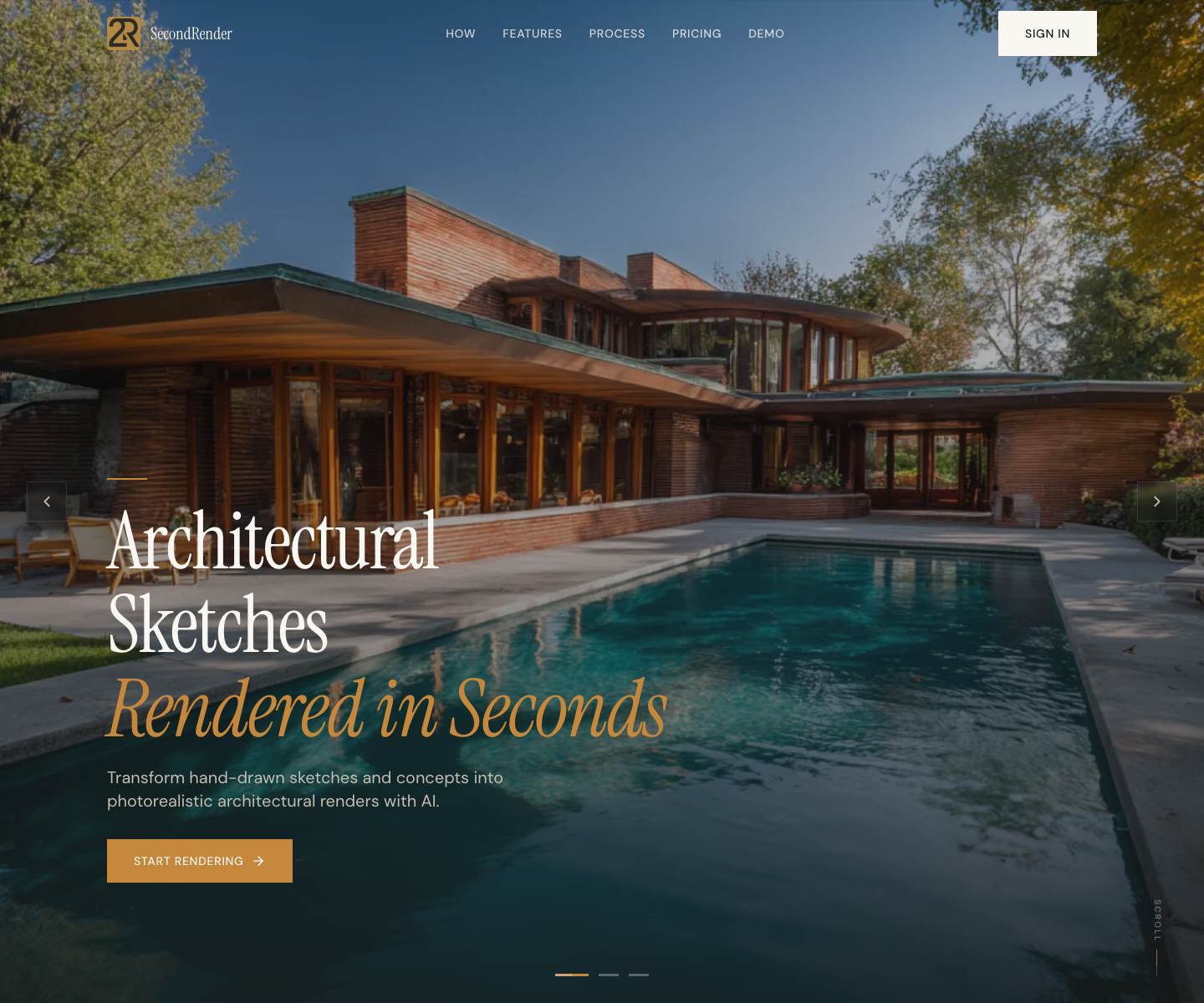 SecondRender.ai landing page screenshot