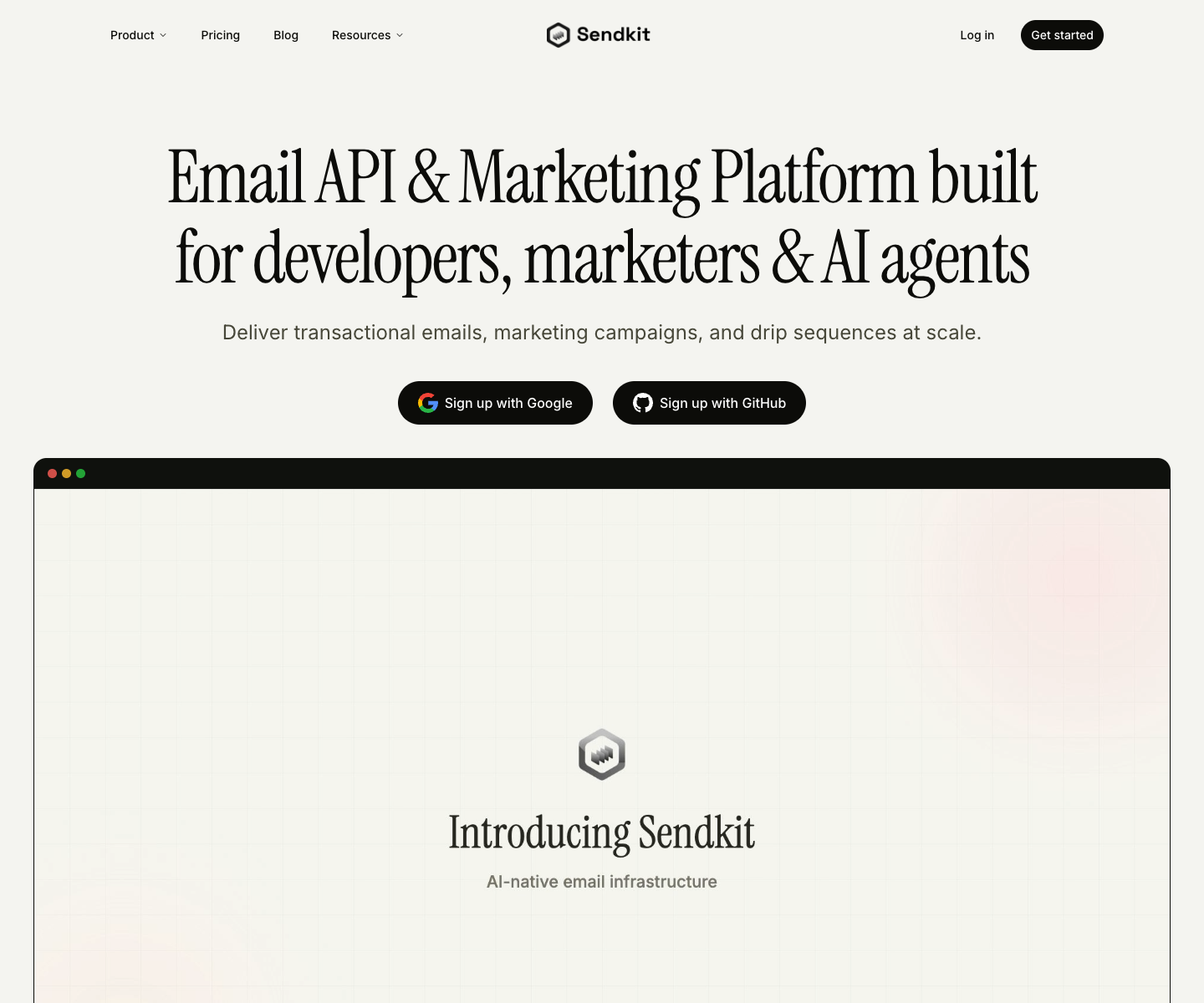 Sendkit landing page screenshot