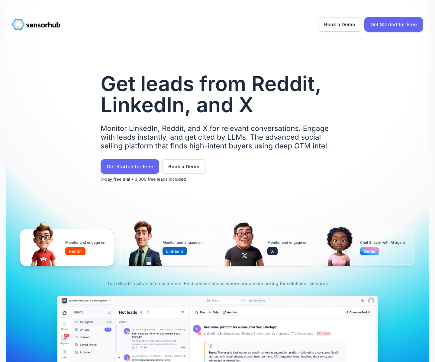 Sensorhub.ai landing page screenshot