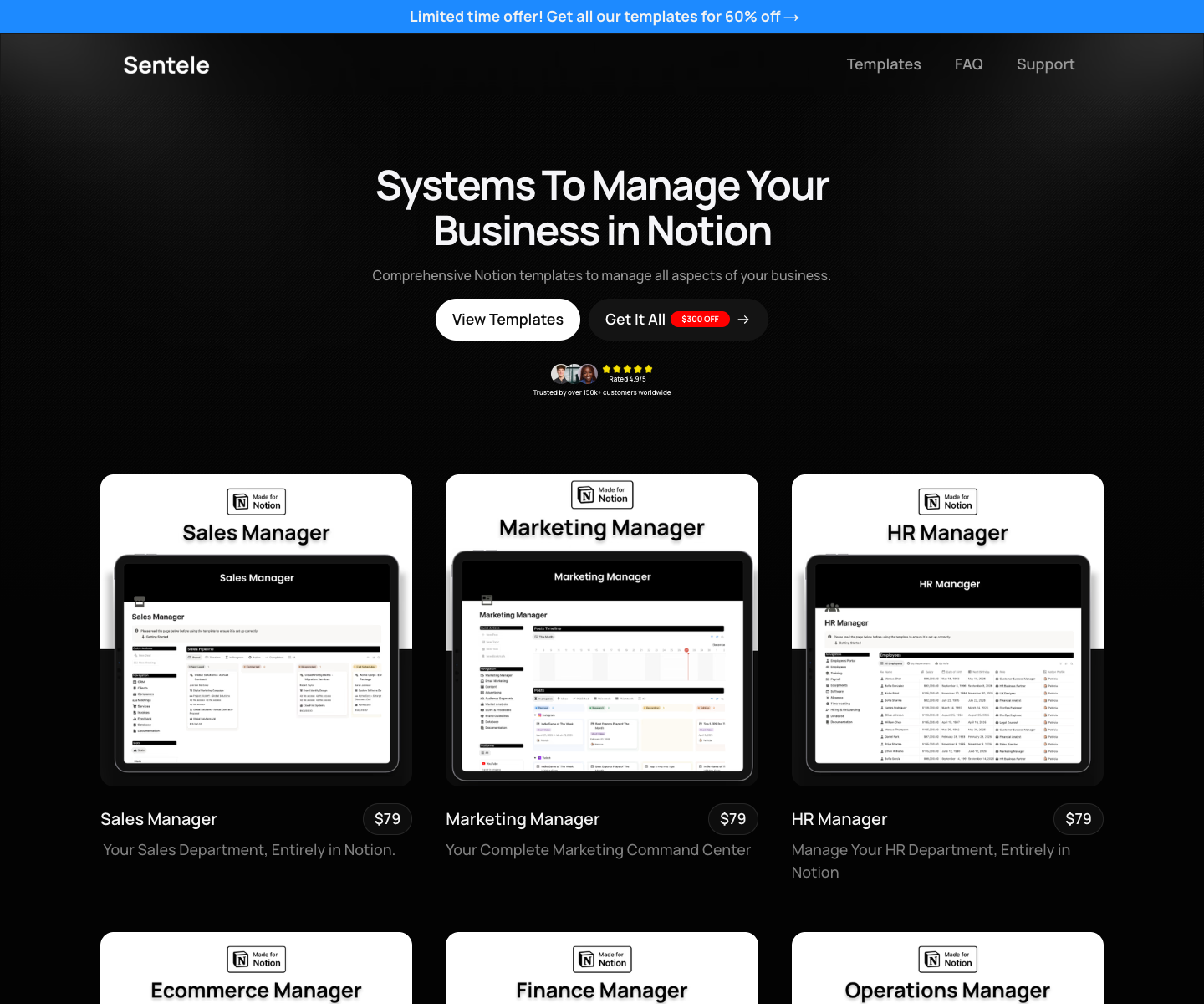 Sentele landing page screenshot