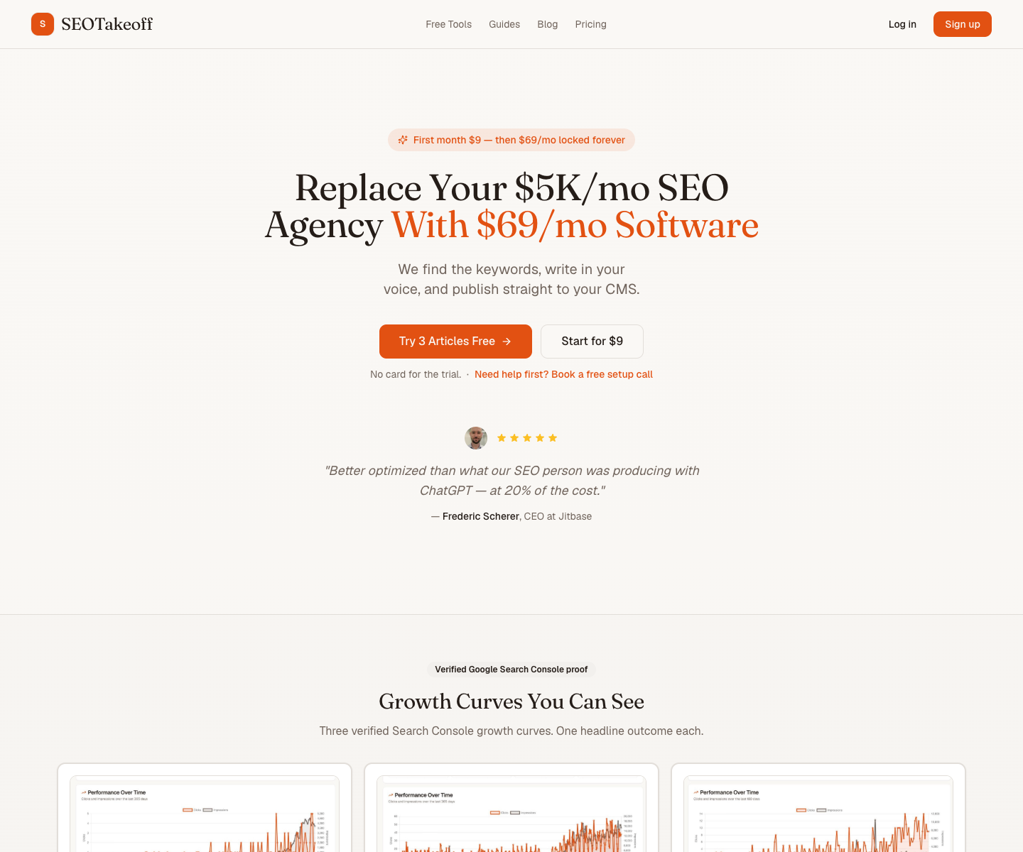 SEOTakeoff landing page screenshot