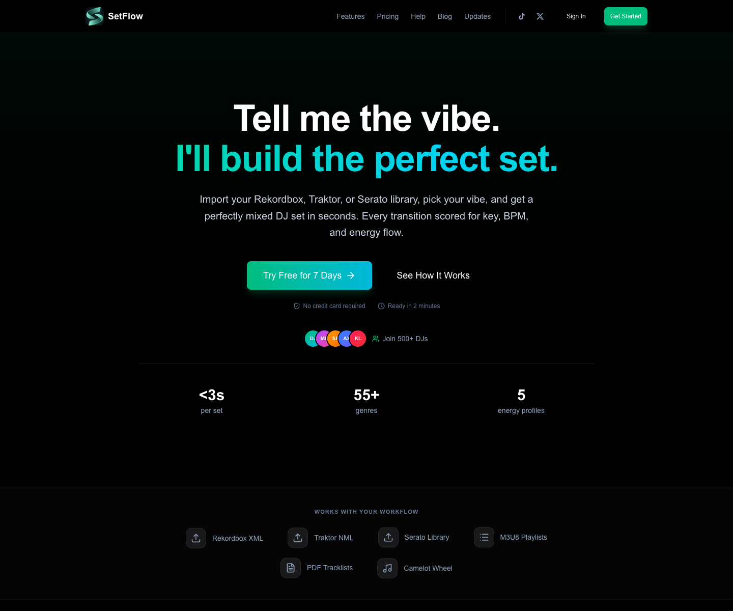 SetFlow.app landing page screenshot