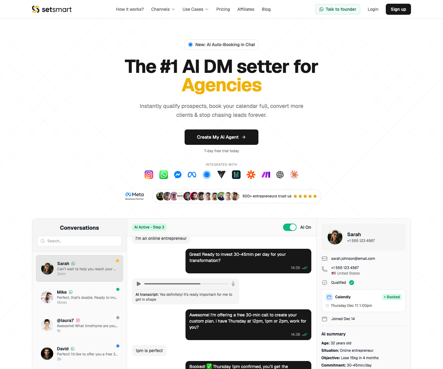 SetSmart landing page screenshot
