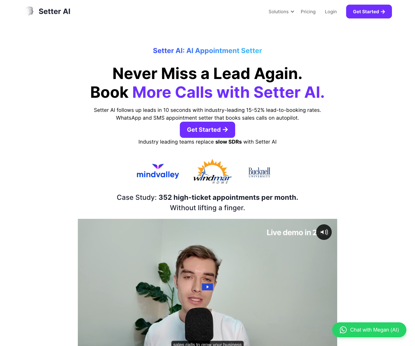 Setter AI LLC landing page screenshot