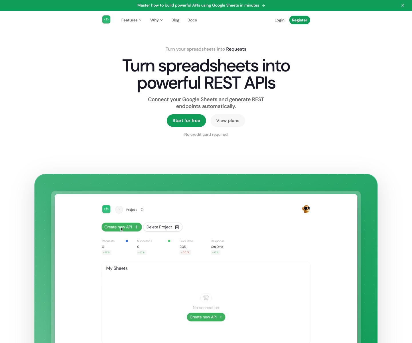 Sheetful landing page screenshot