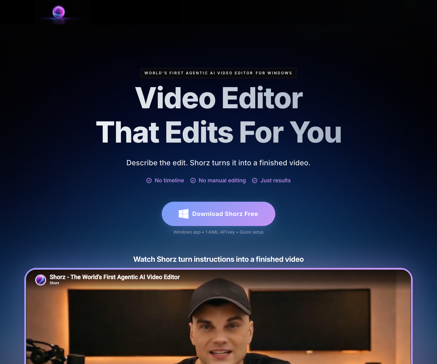 Shorz landing page screenshot