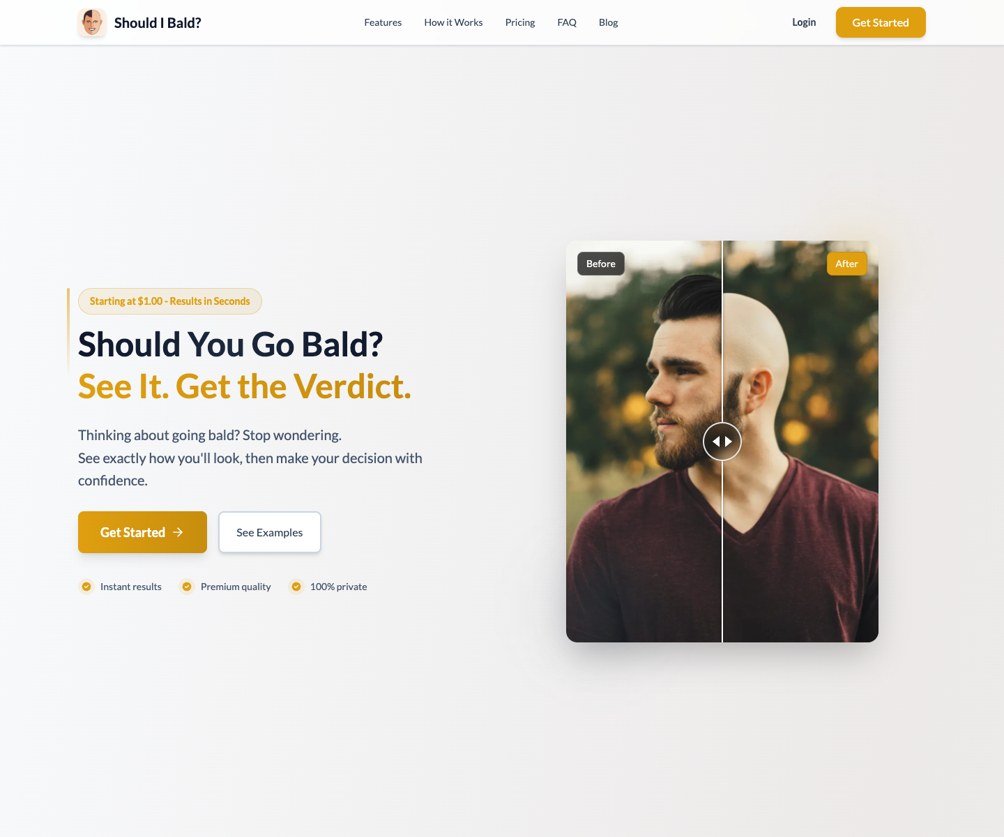 Should I Bald? landing page screenshot