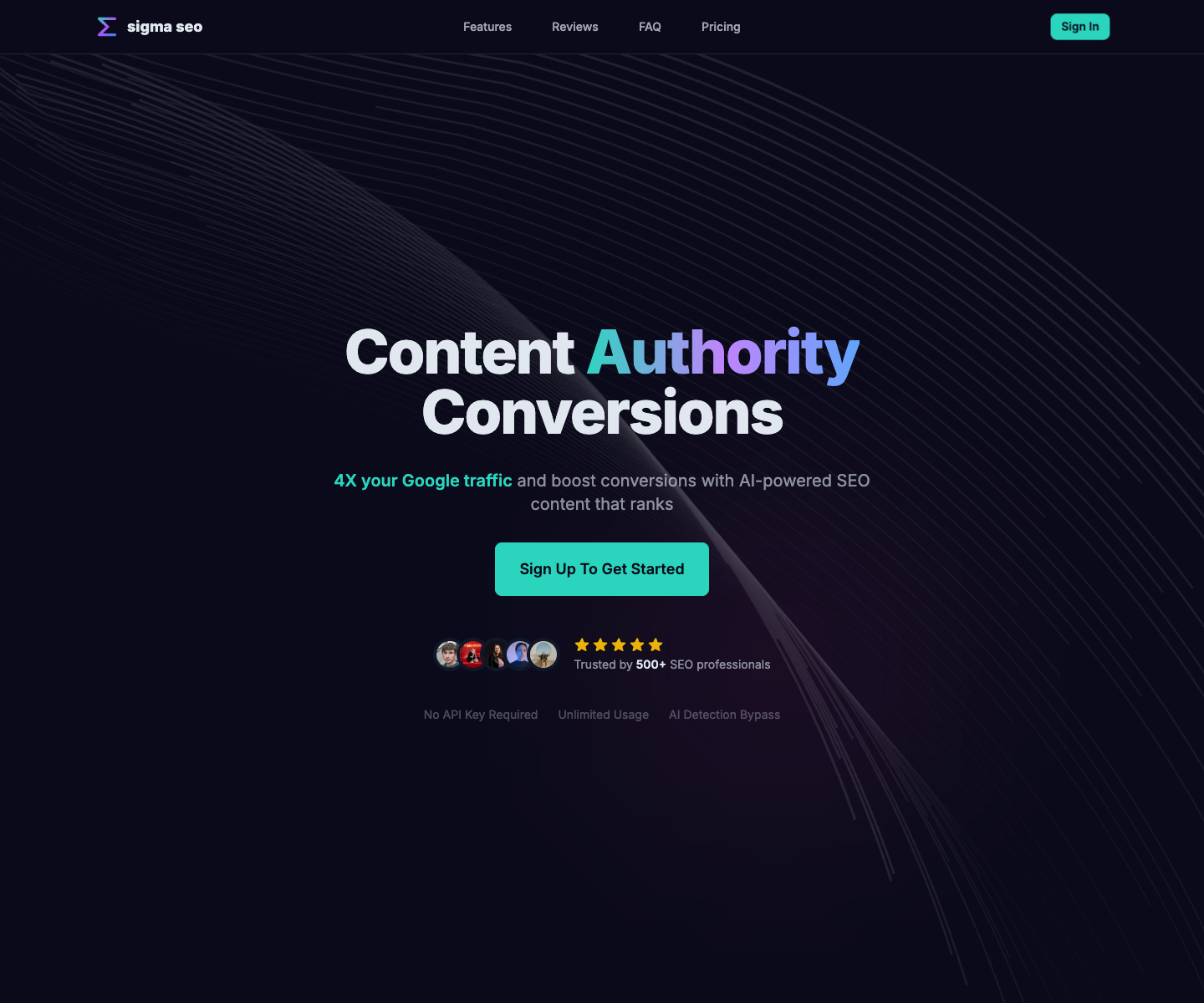 sigma seo landing page screenshot