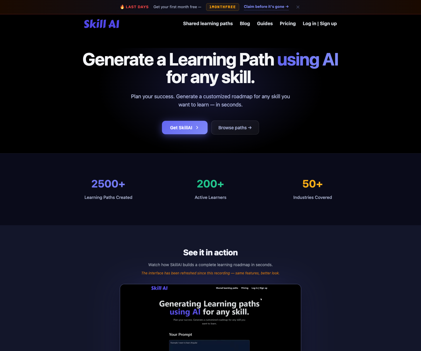 SkillAI landing page screenshot