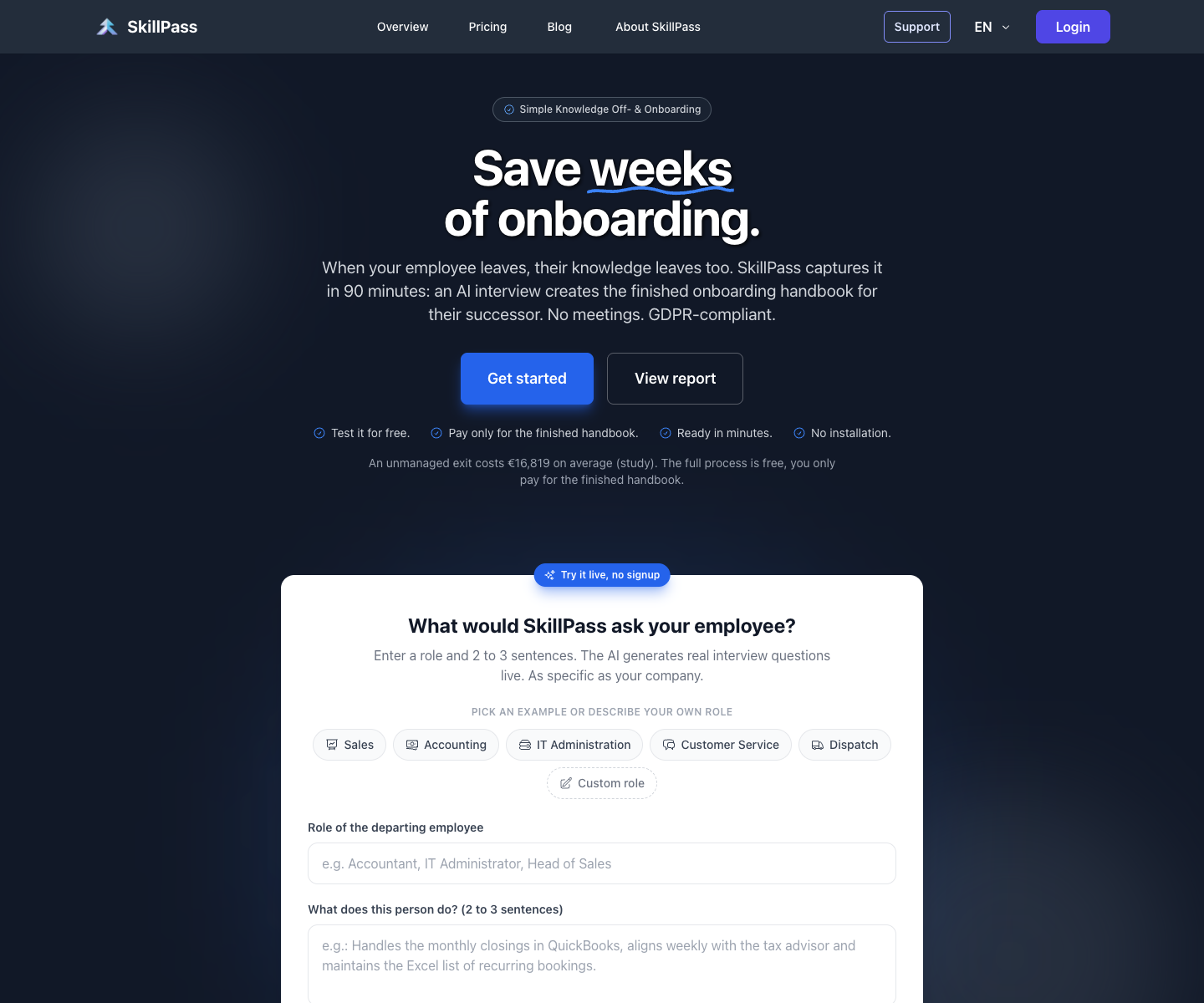 SkillPass landing page screenshot