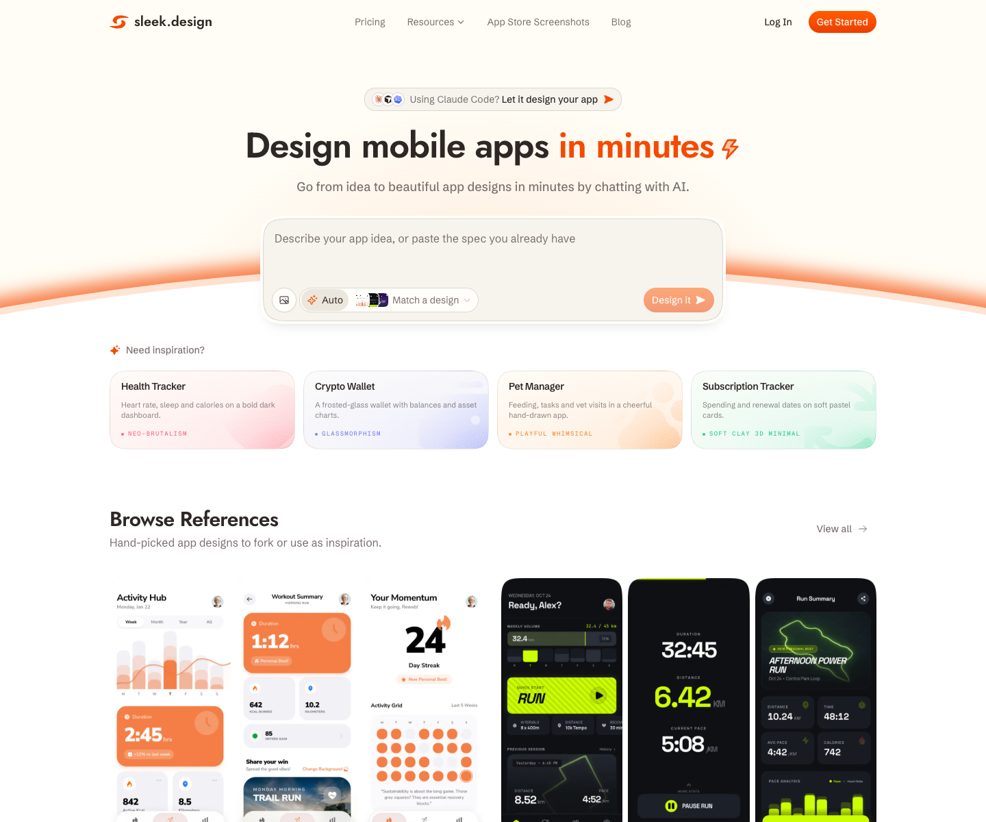 Sleek landing page screenshot