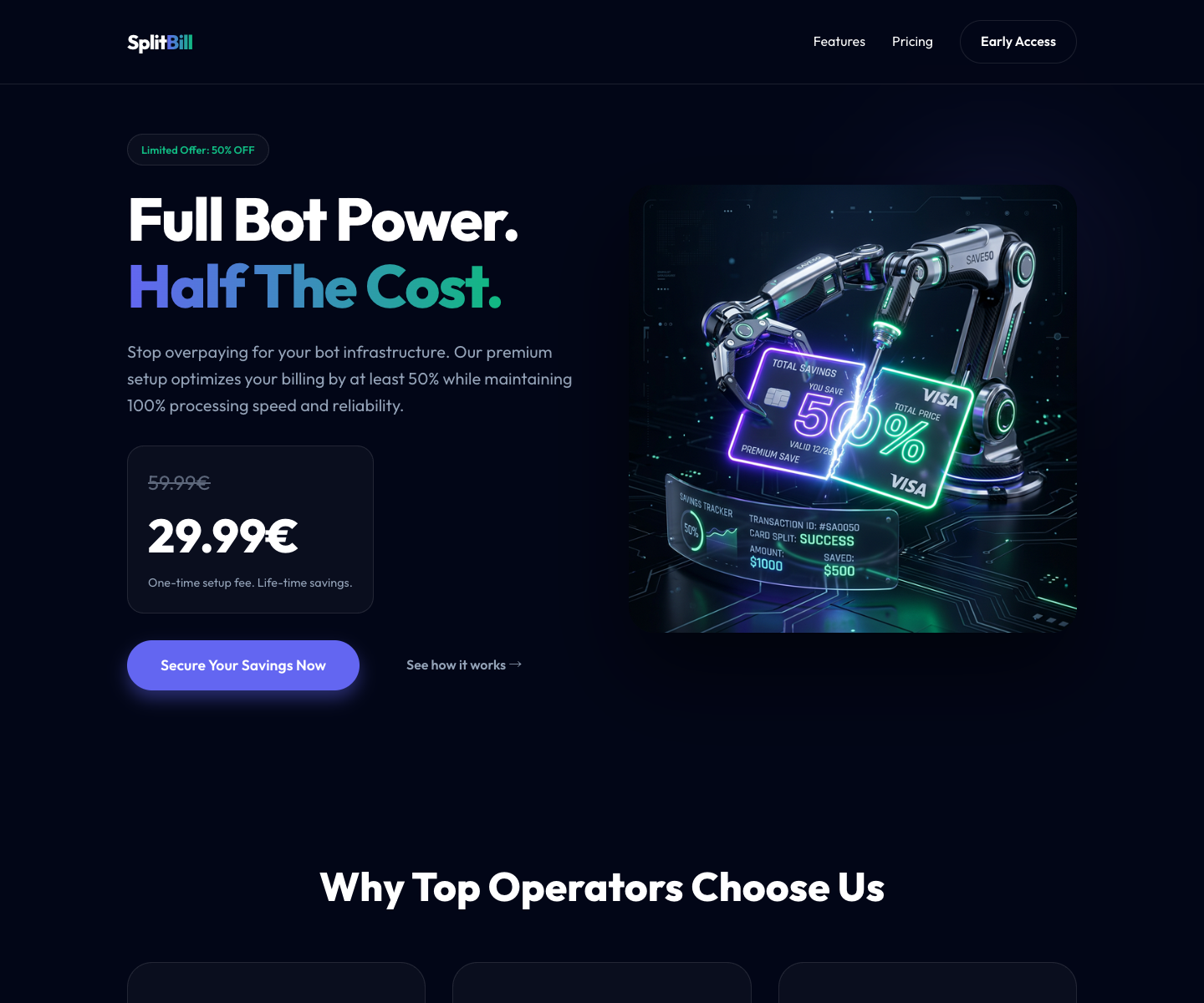 SliceBill landing page screenshot