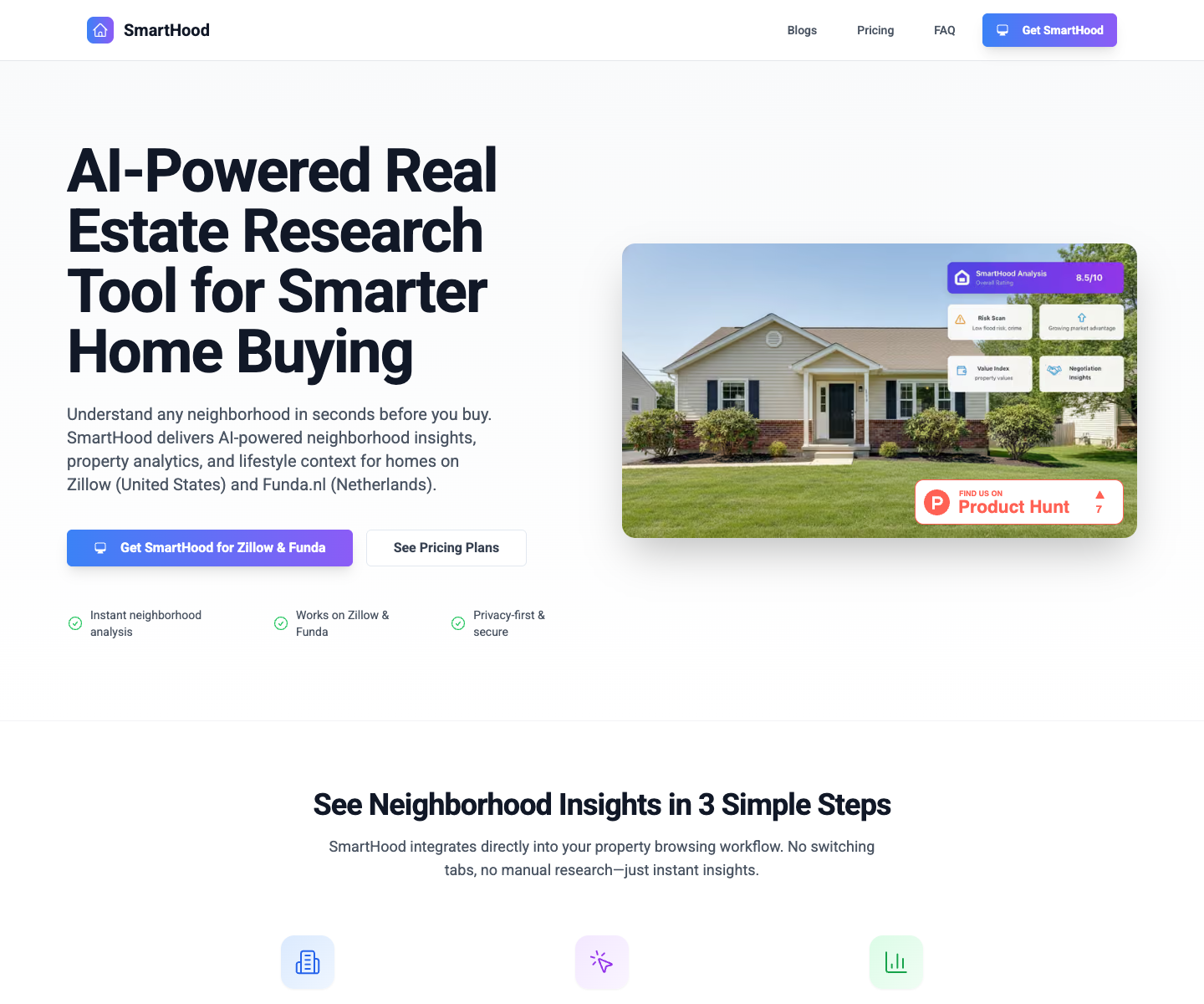 Smarthood landing page screenshot