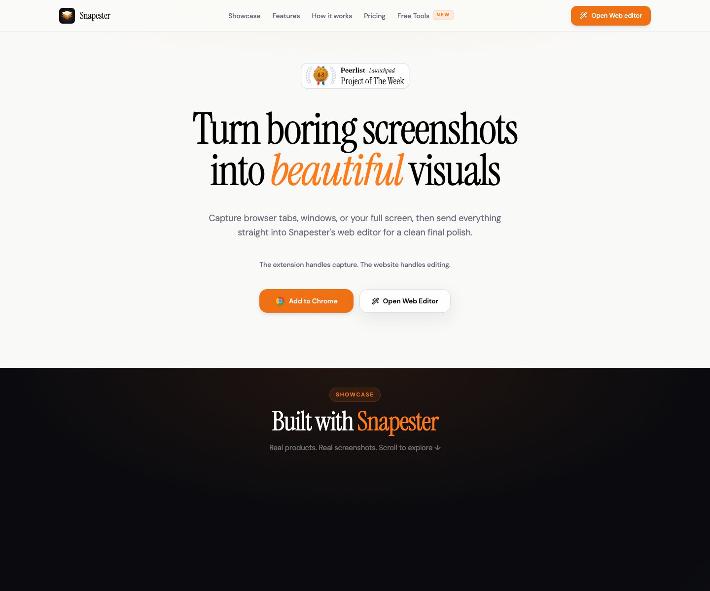 Snapester landing page screenshot