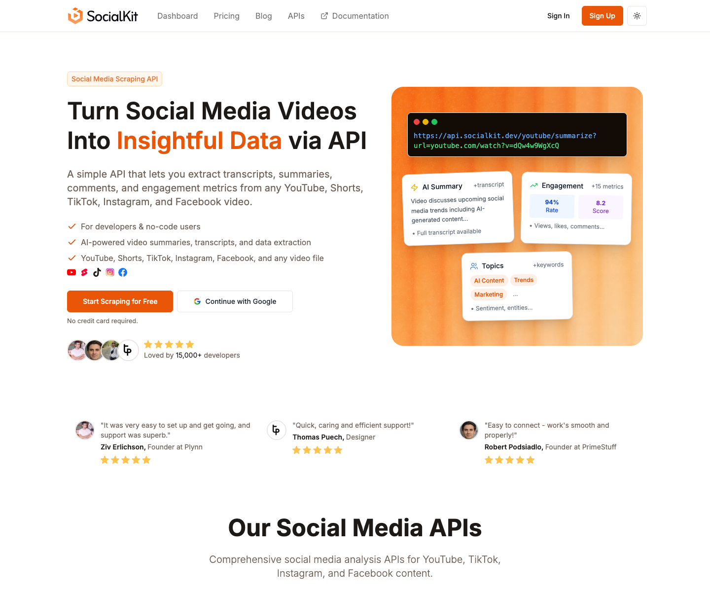SocialKit landing page screenshot