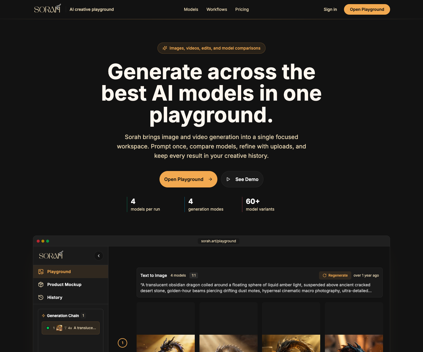 Sorah Art landing page screenshot