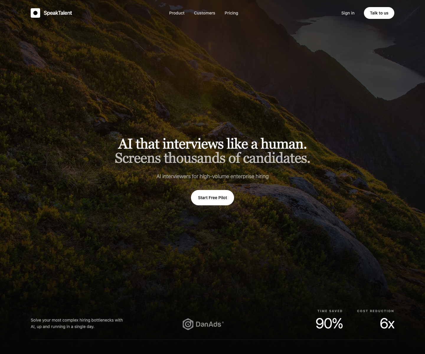 Speaktalent landing page screenshot