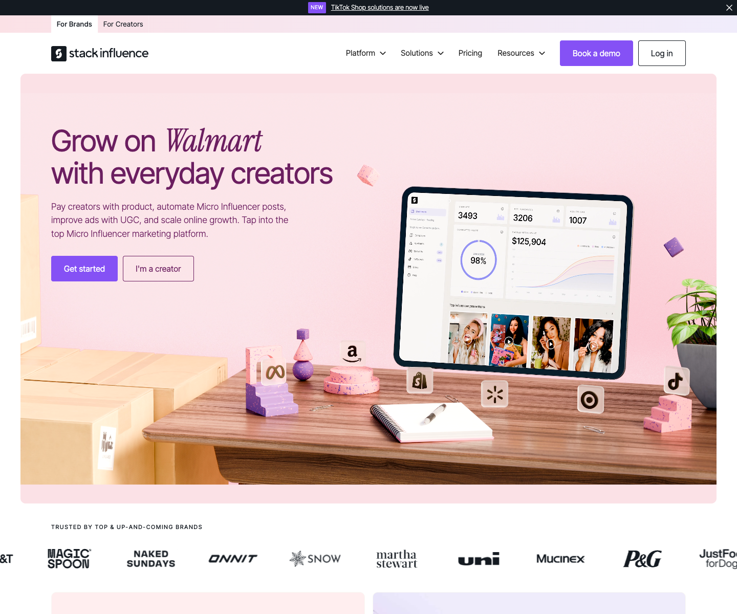 Stack Influence landing page screenshot