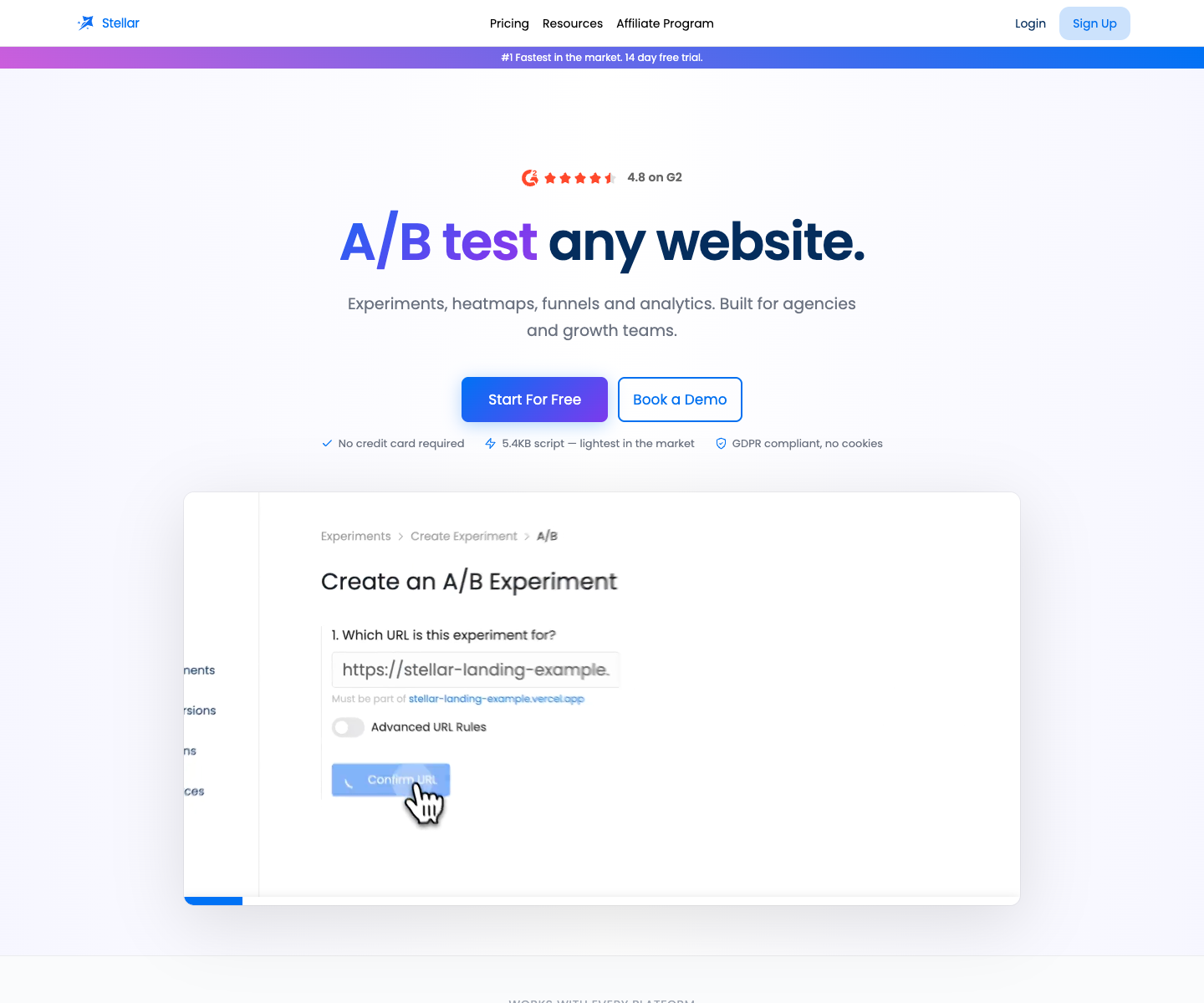 Stellar landing page screenshot