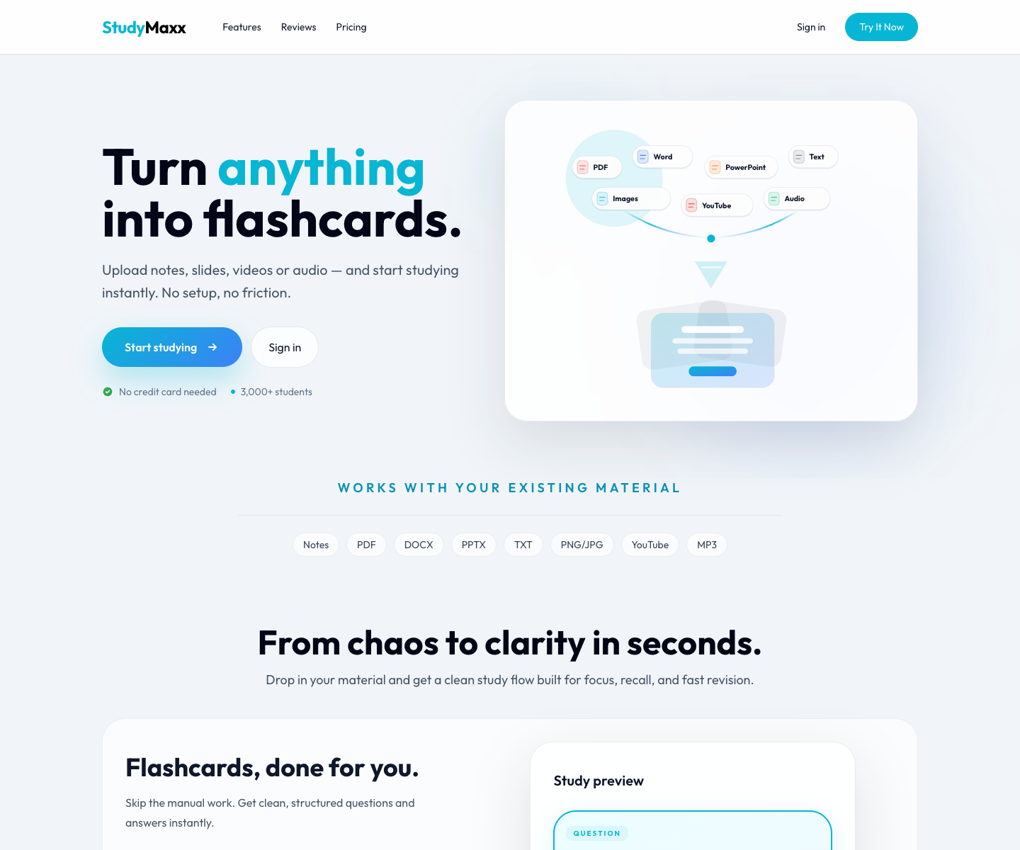 StudyMaxx landing page screenshot