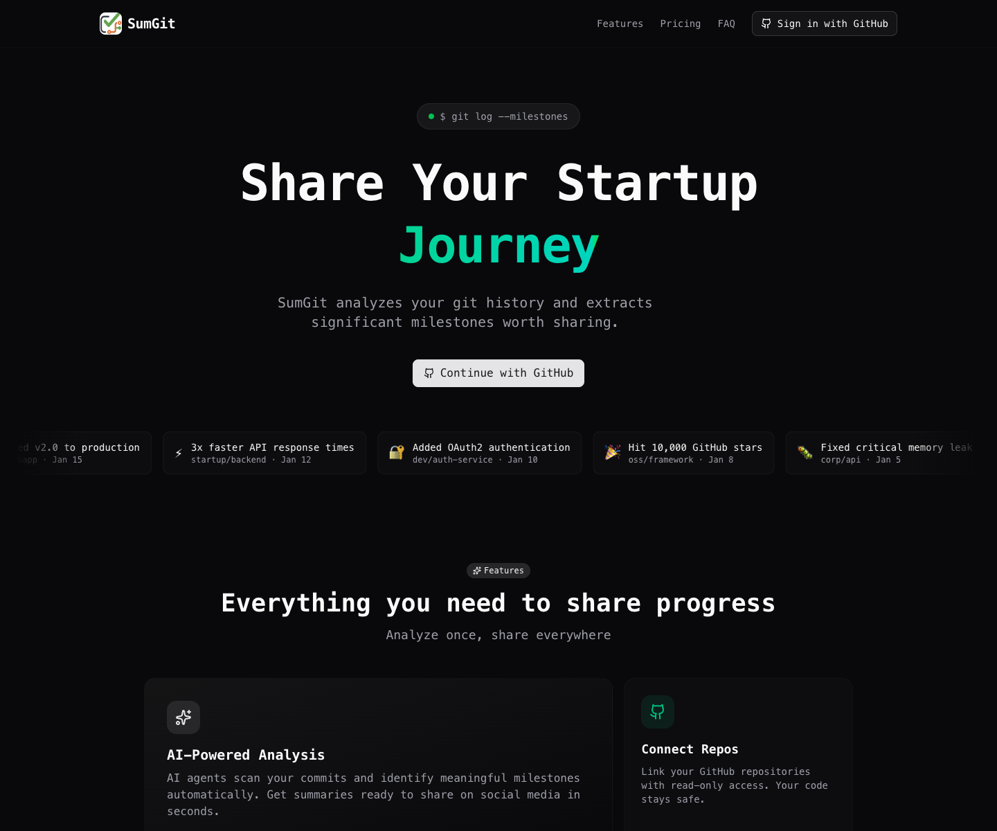 SUMGIT landing page screenshot