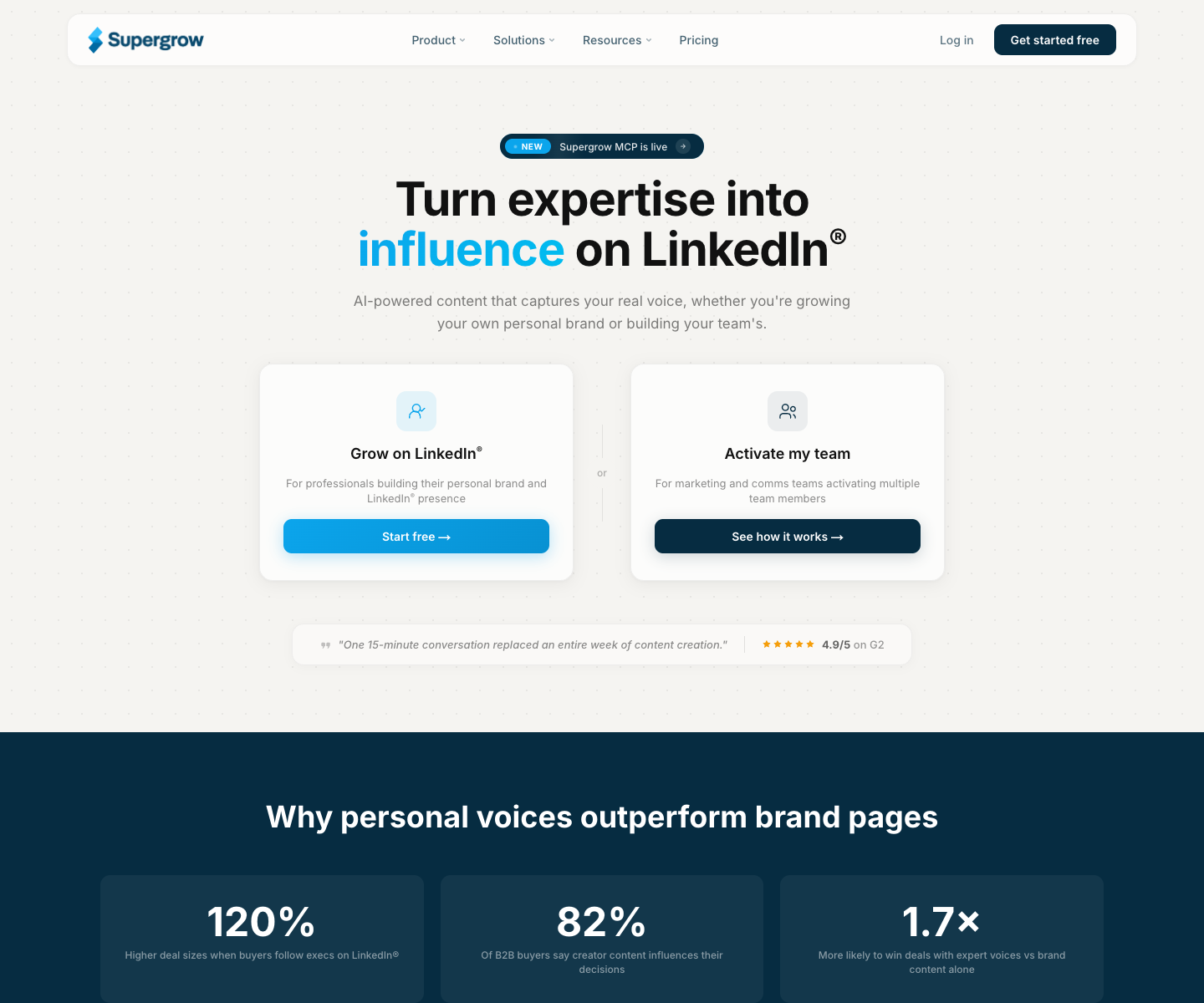 Supergrow landing page screenshot