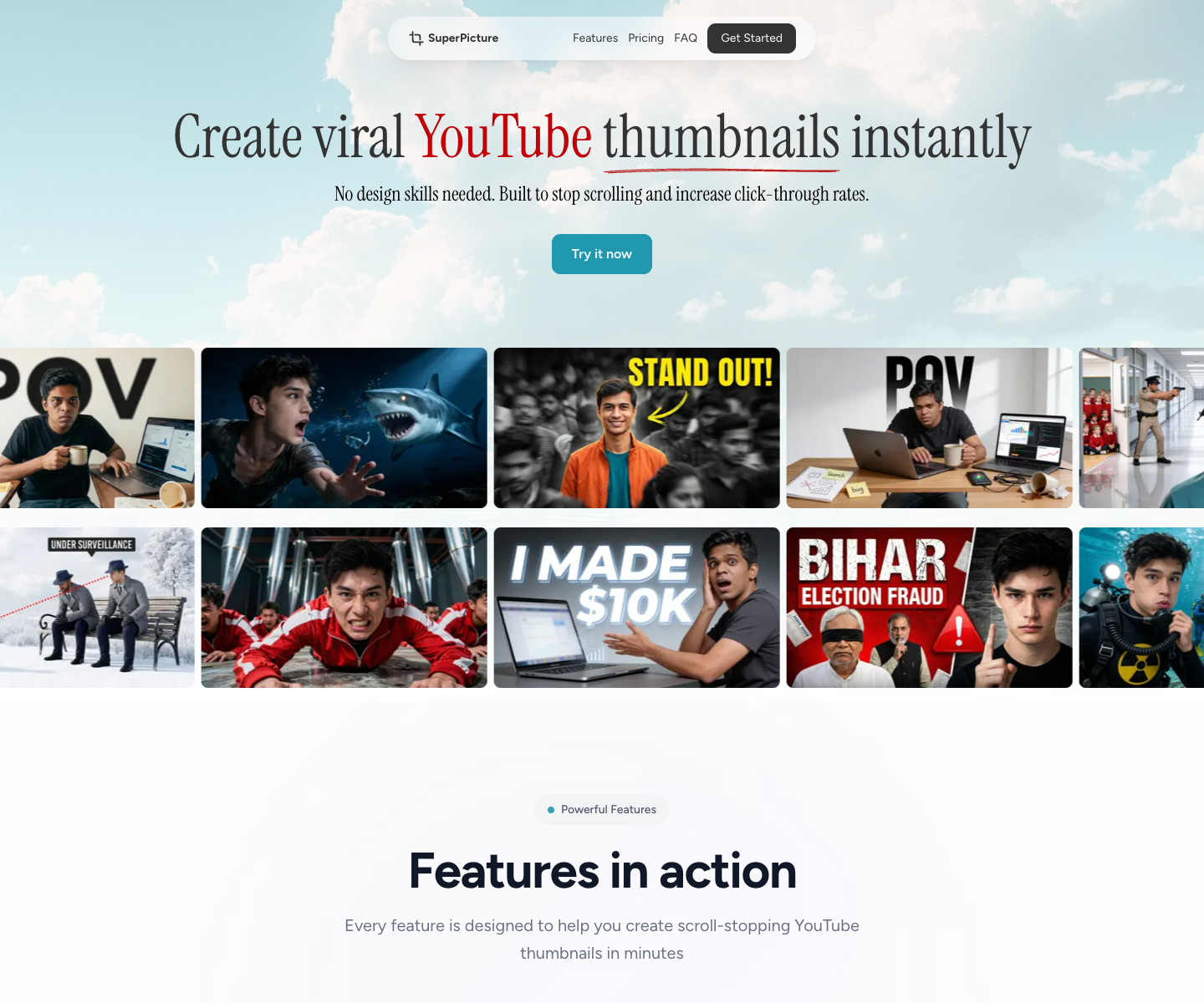 SuperPictureAI landing page screenshot