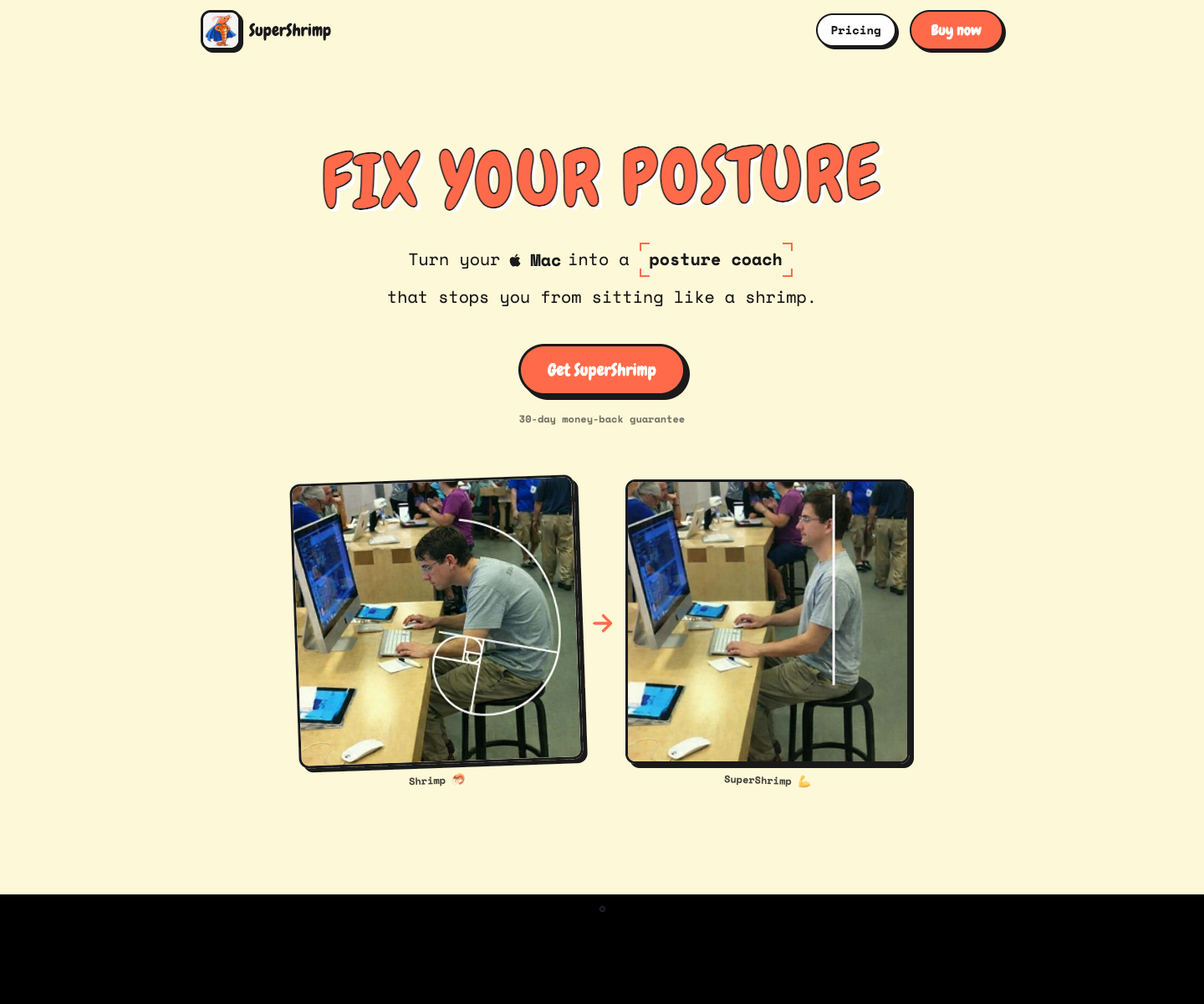 SuperShrimp landing page screenshot