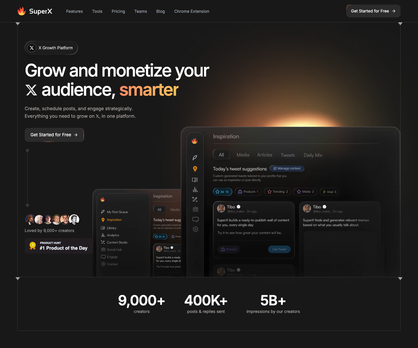 SuperX landing page screenshot