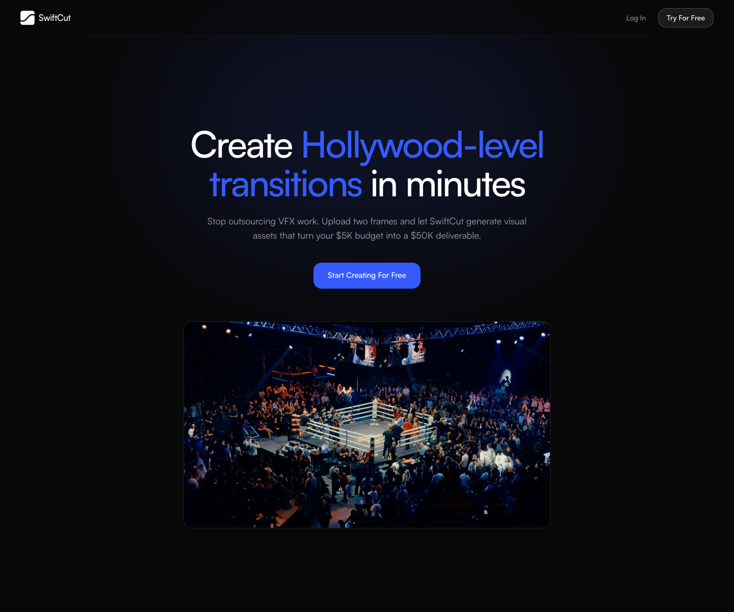 SwiftCut landing page screenshot