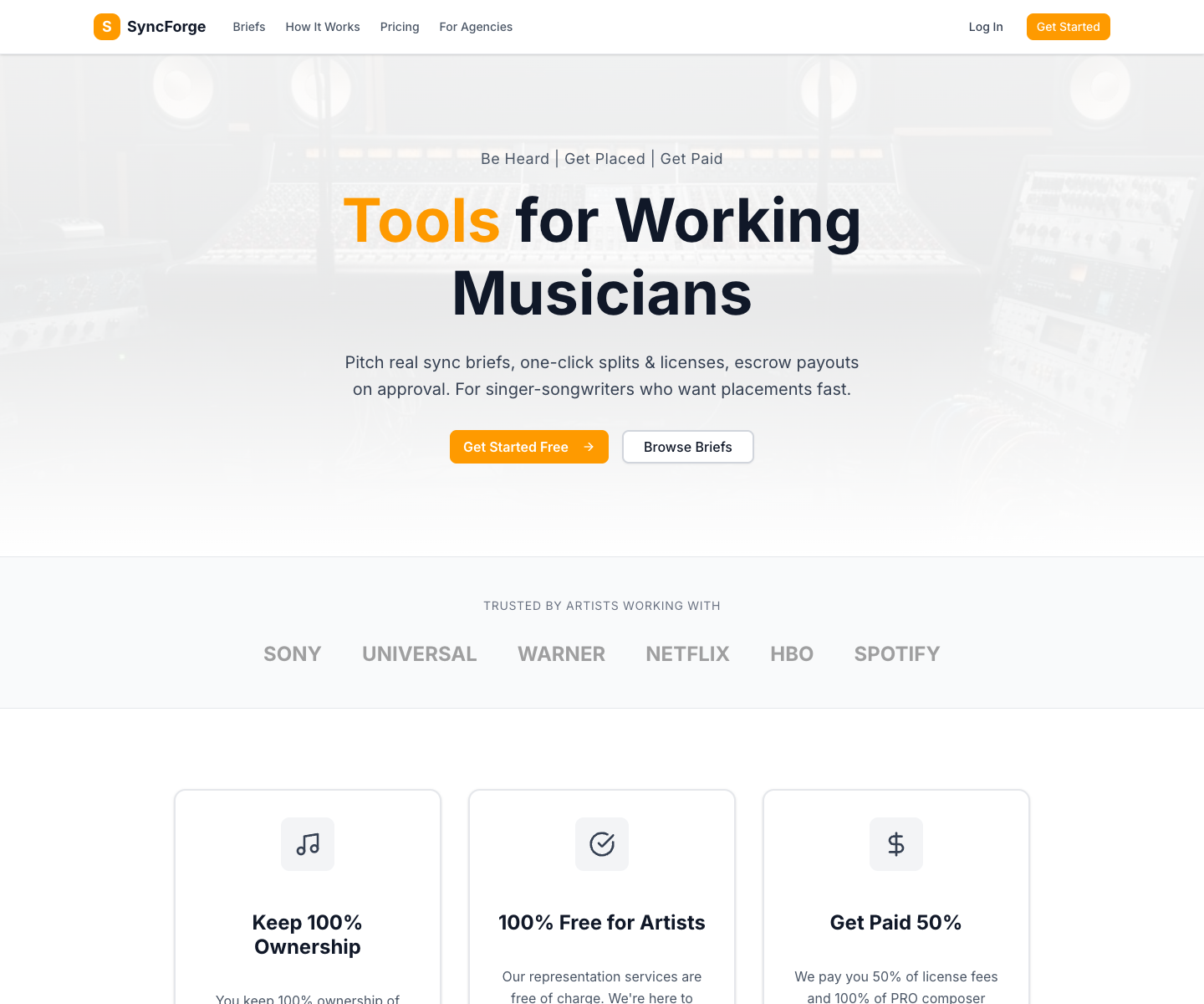 SyncForge landing page screenshot