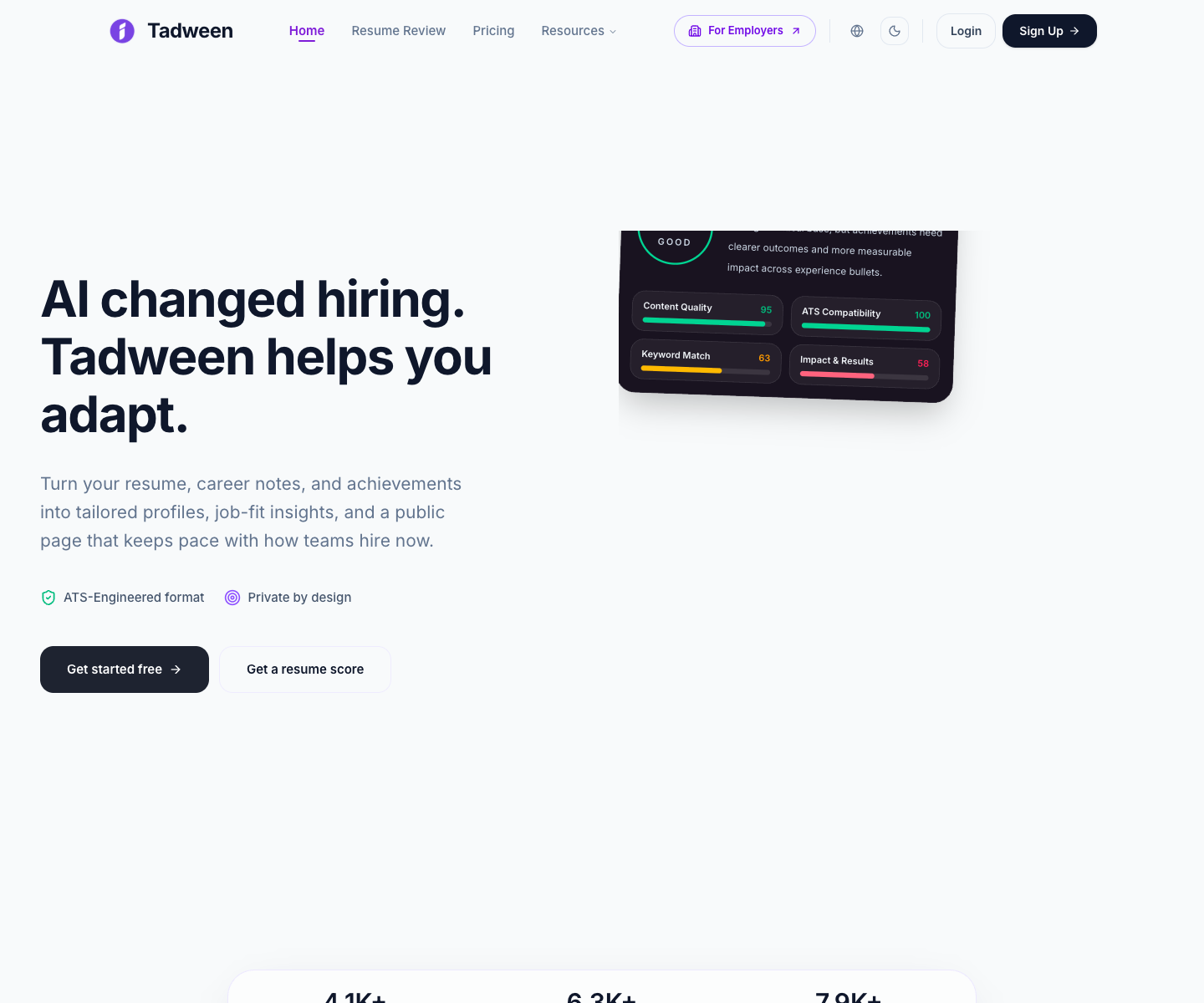 Tadween landing page screenshot