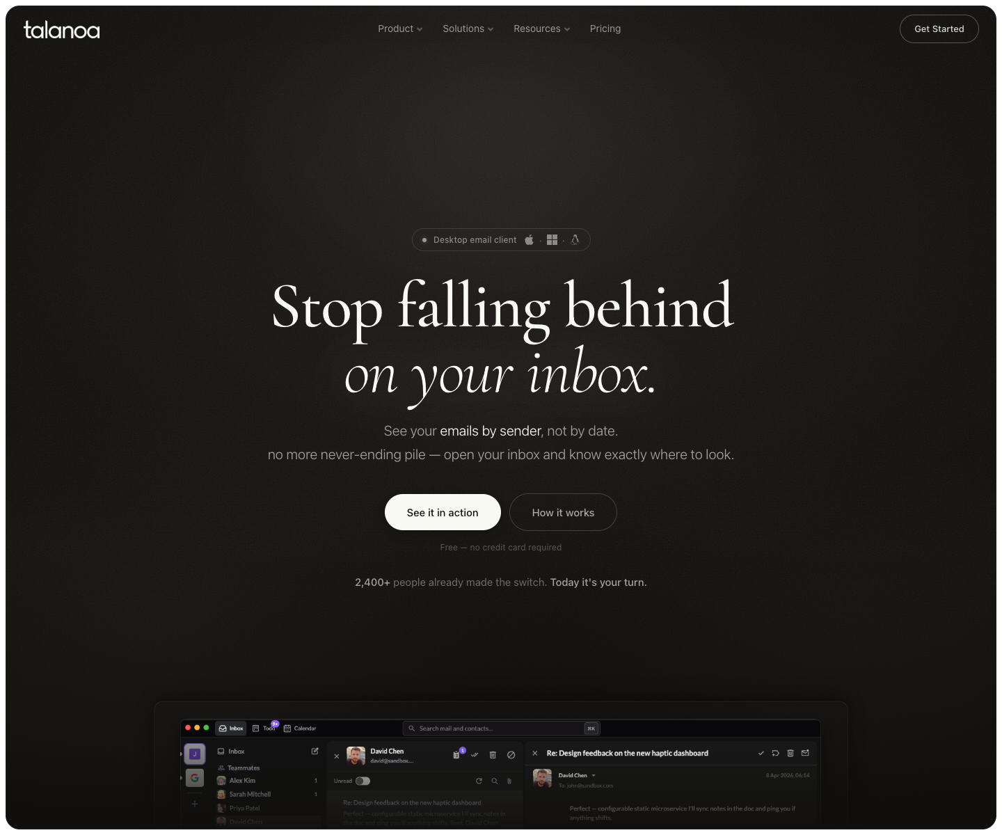 Talanoa landing page screenshot