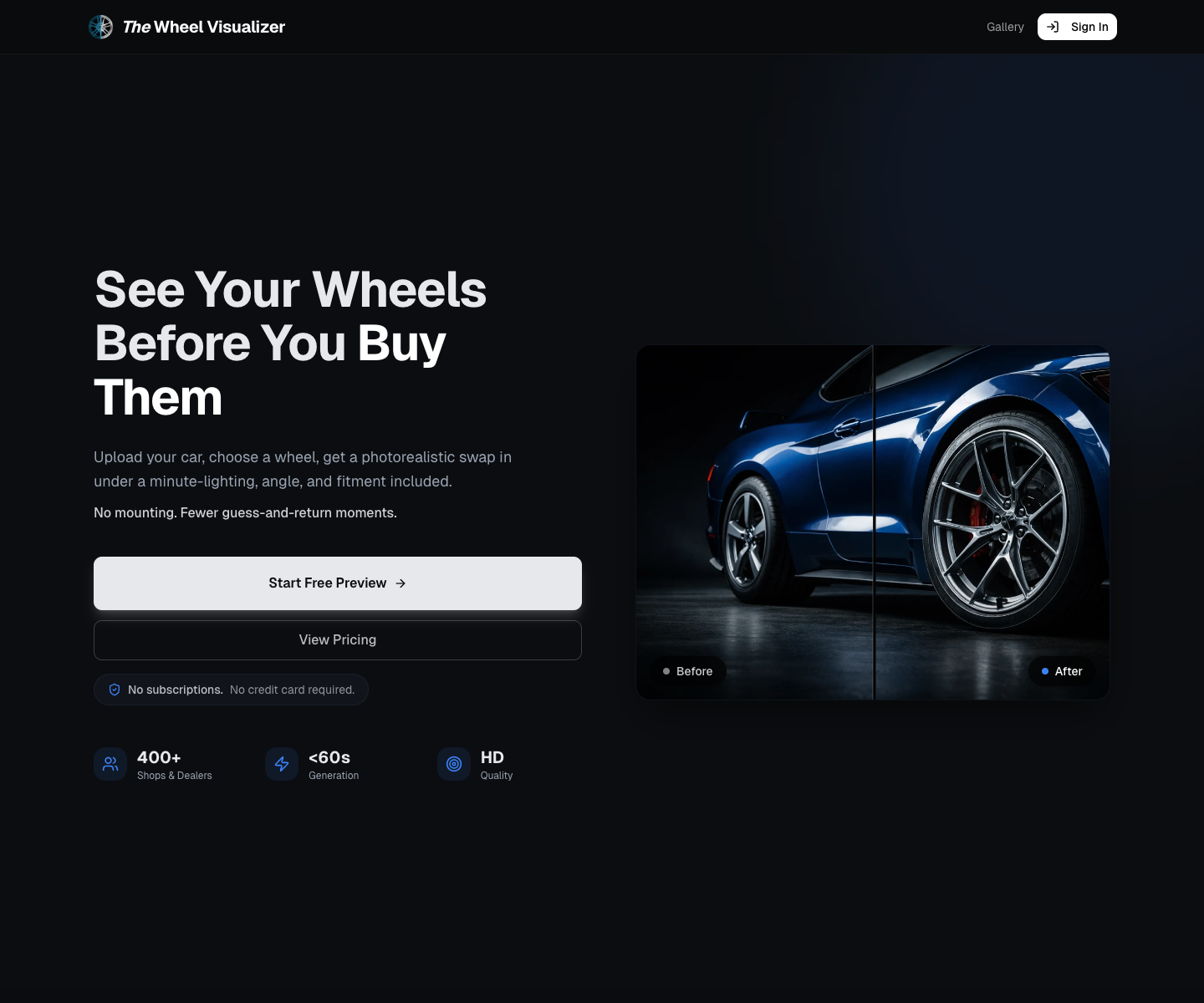 The Wheel Visualizer landing page screenshot