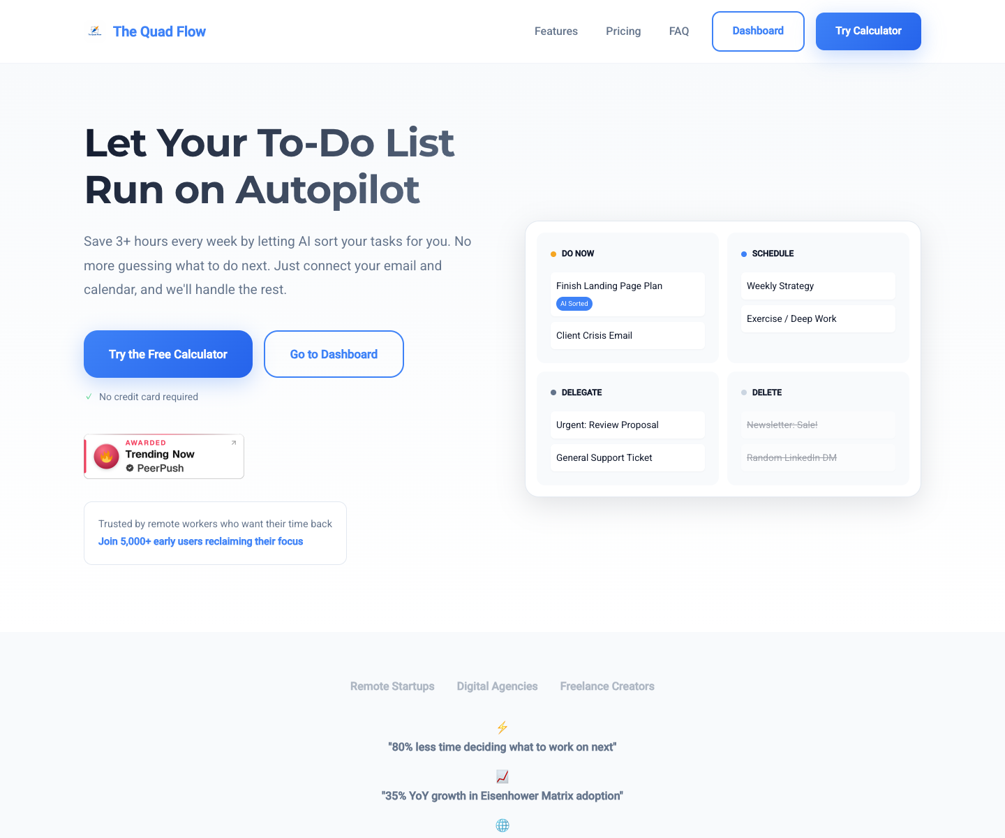 TheQuadFlow landing page screenshot