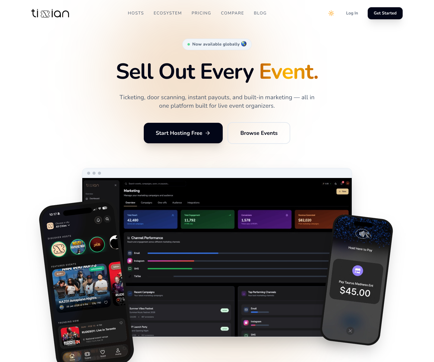 Tixian landing page screenshot