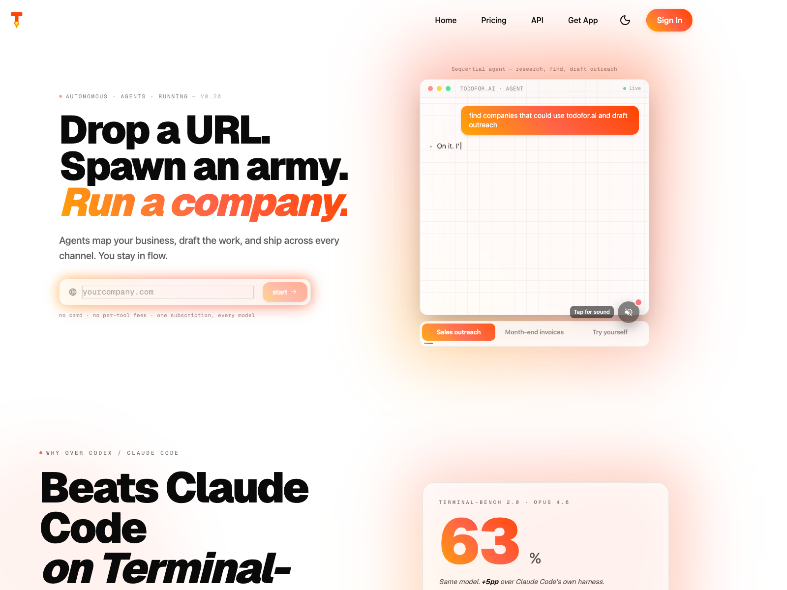 TODO for AI Kft. landing page screenshot