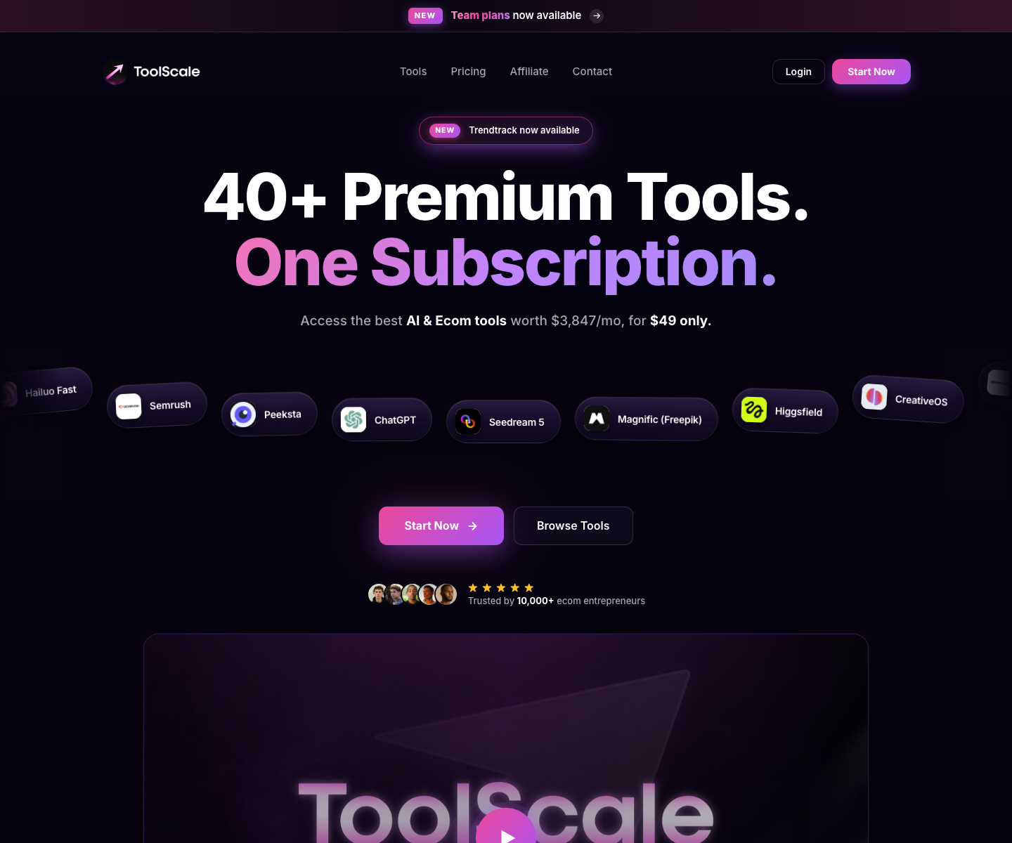 ToolScale landing page screenshot