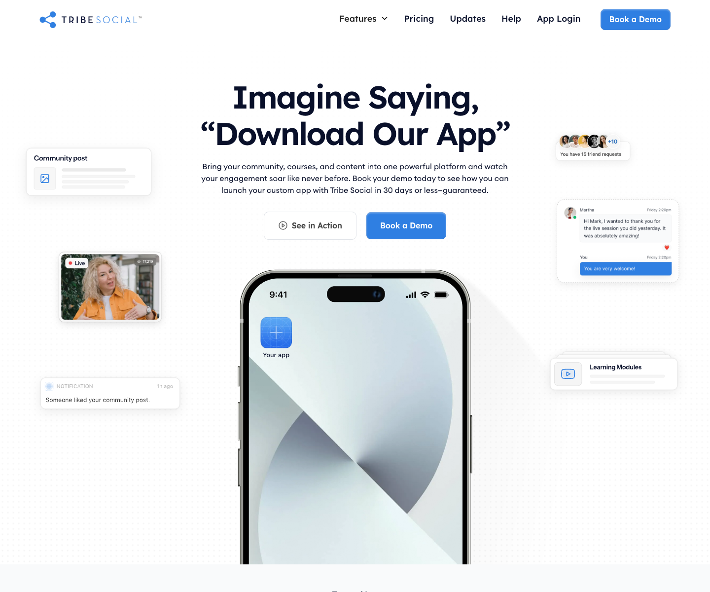 Tribe Social landing page screenshot