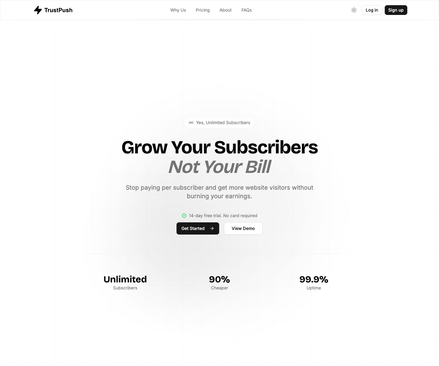 Trust Push landing page screenshot