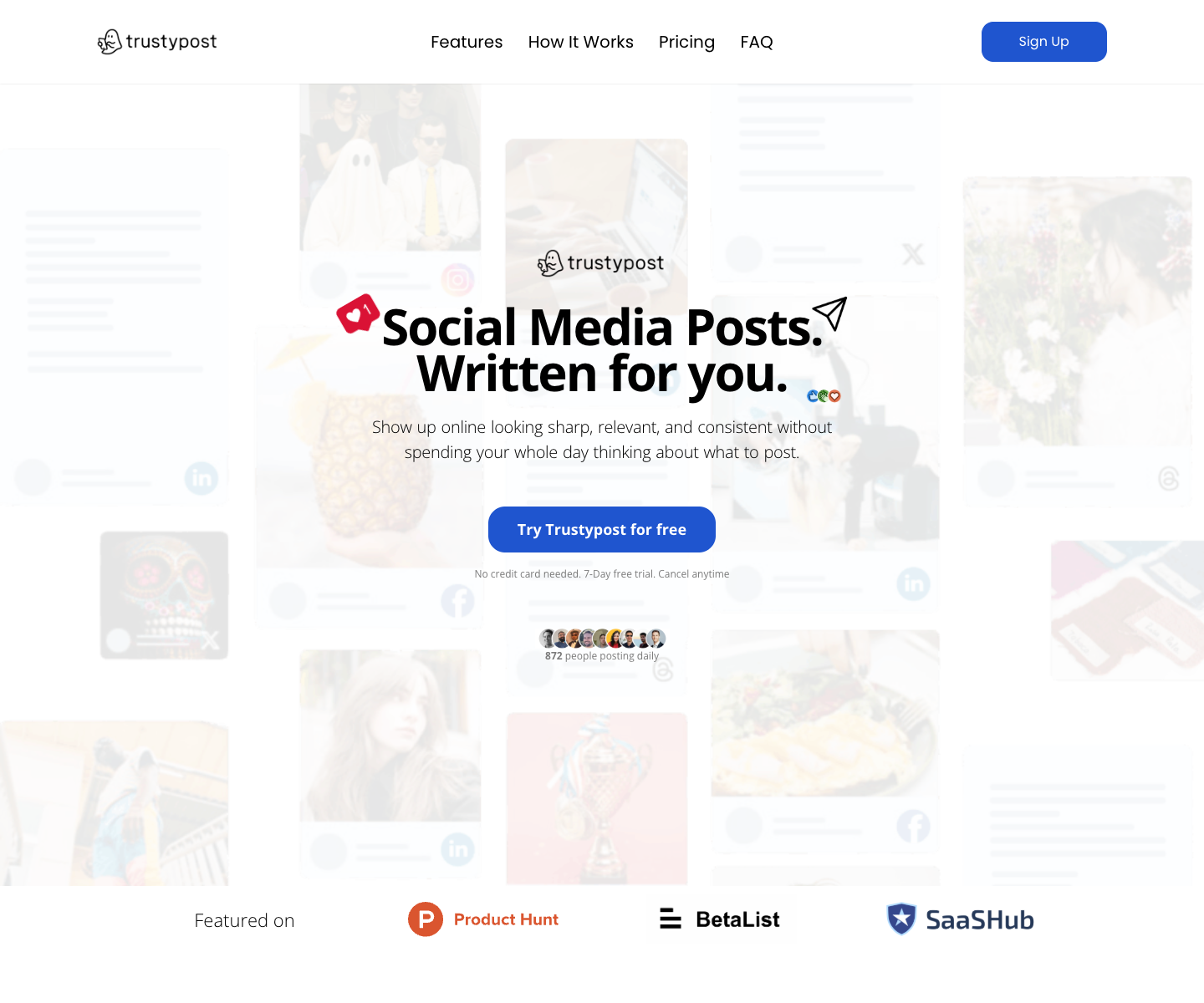 trustypost landing page screenshot