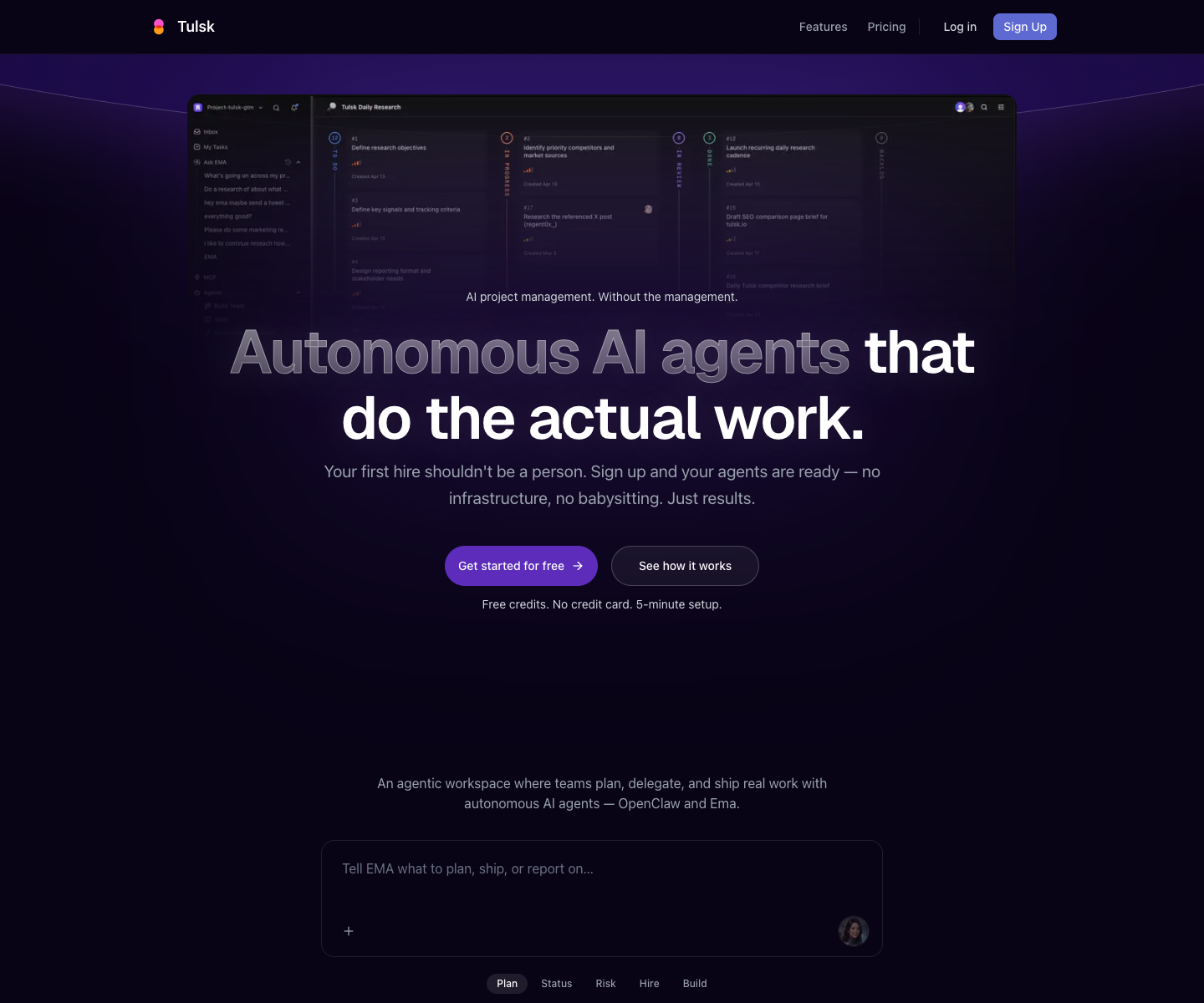 Tulsk landing page screenshot
