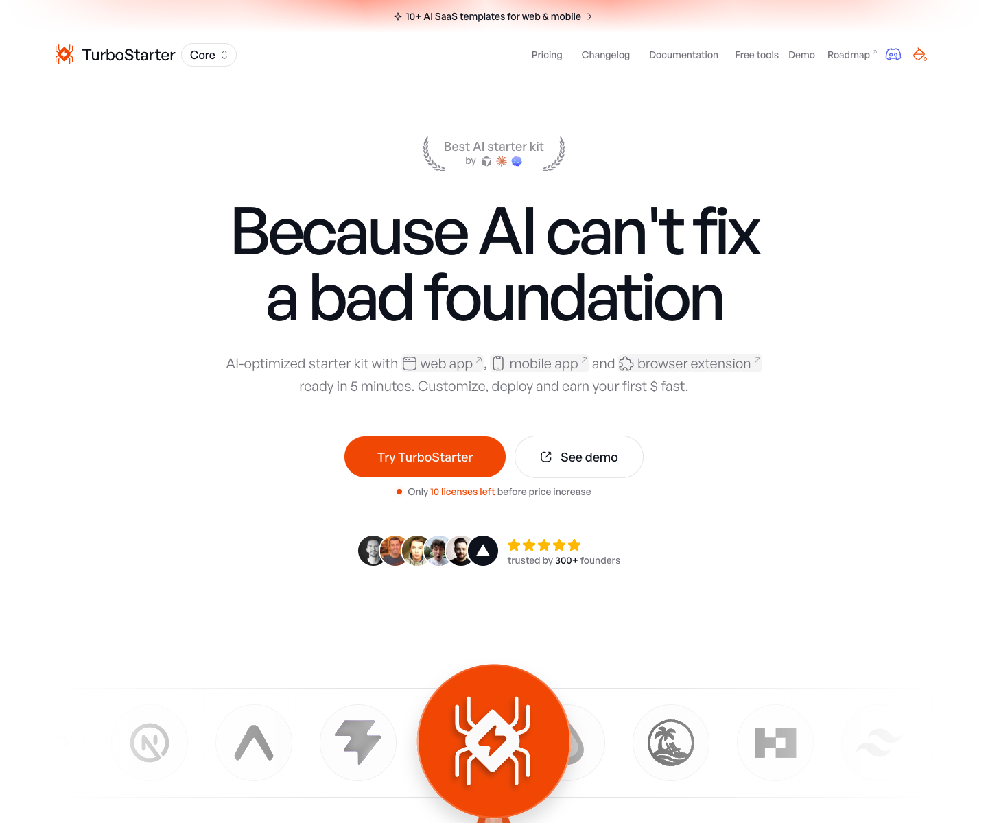 TurboStarter landing page screenshot