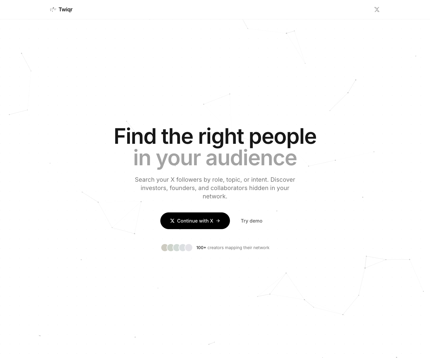 Twiqr landing page screenshot