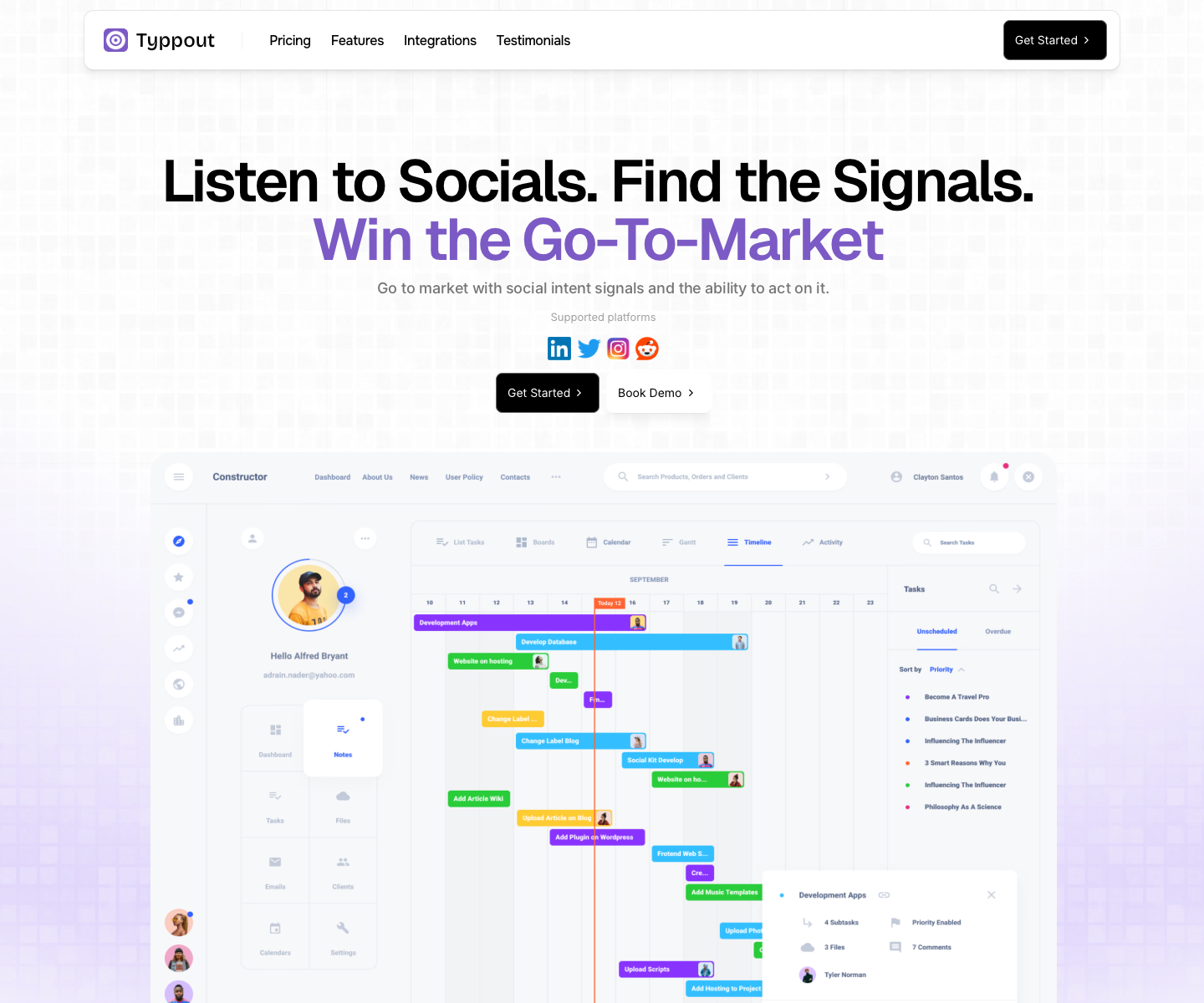 Typpout landing page screenshot